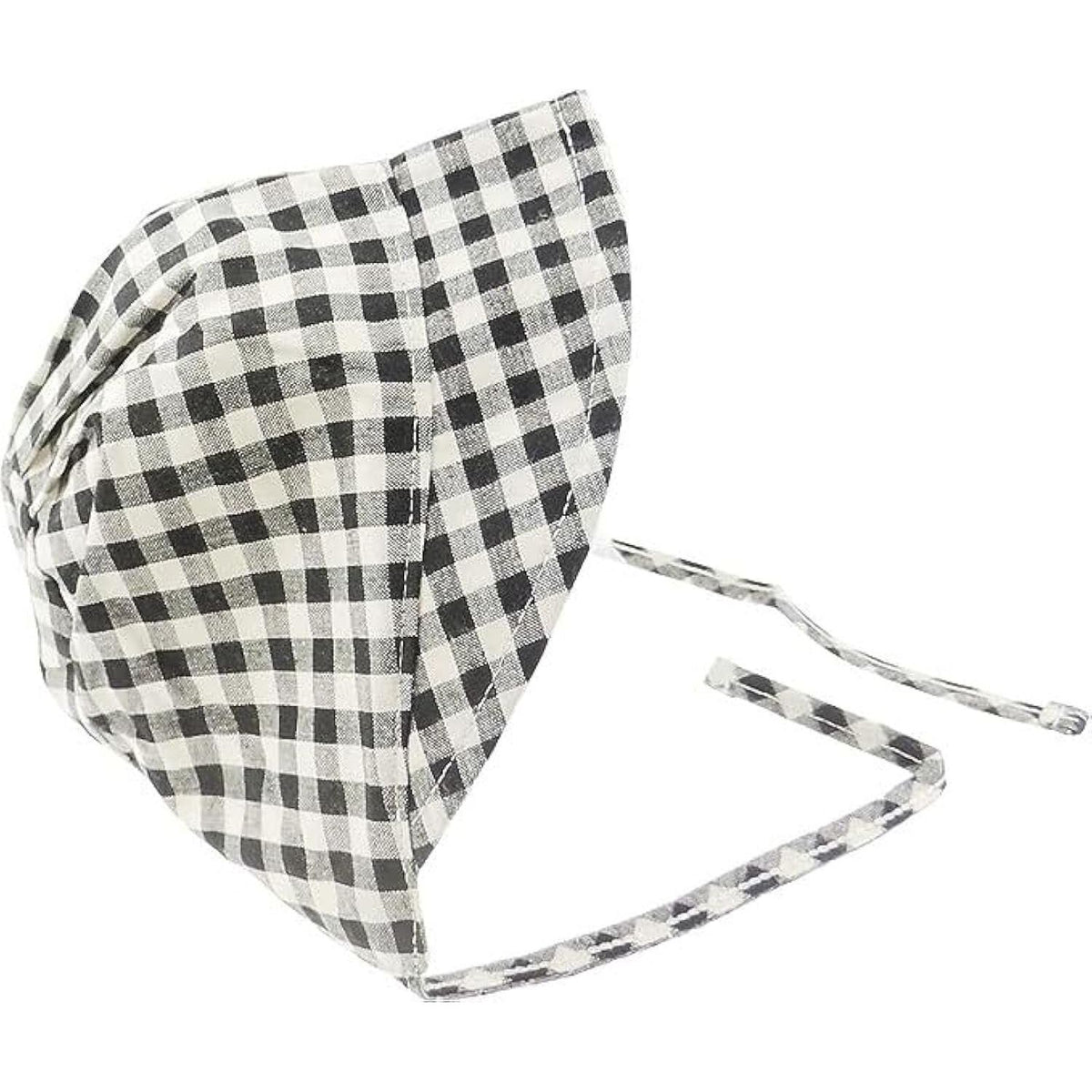 Black Cream Gingham Classic Retro Big Poke Brim Baby Girls Kids Babies Newborn Infants Childrens Plaid Tartan Beanie Bucket Summer Beach Sunhat Sun Protection Hat 3 6 9 Months