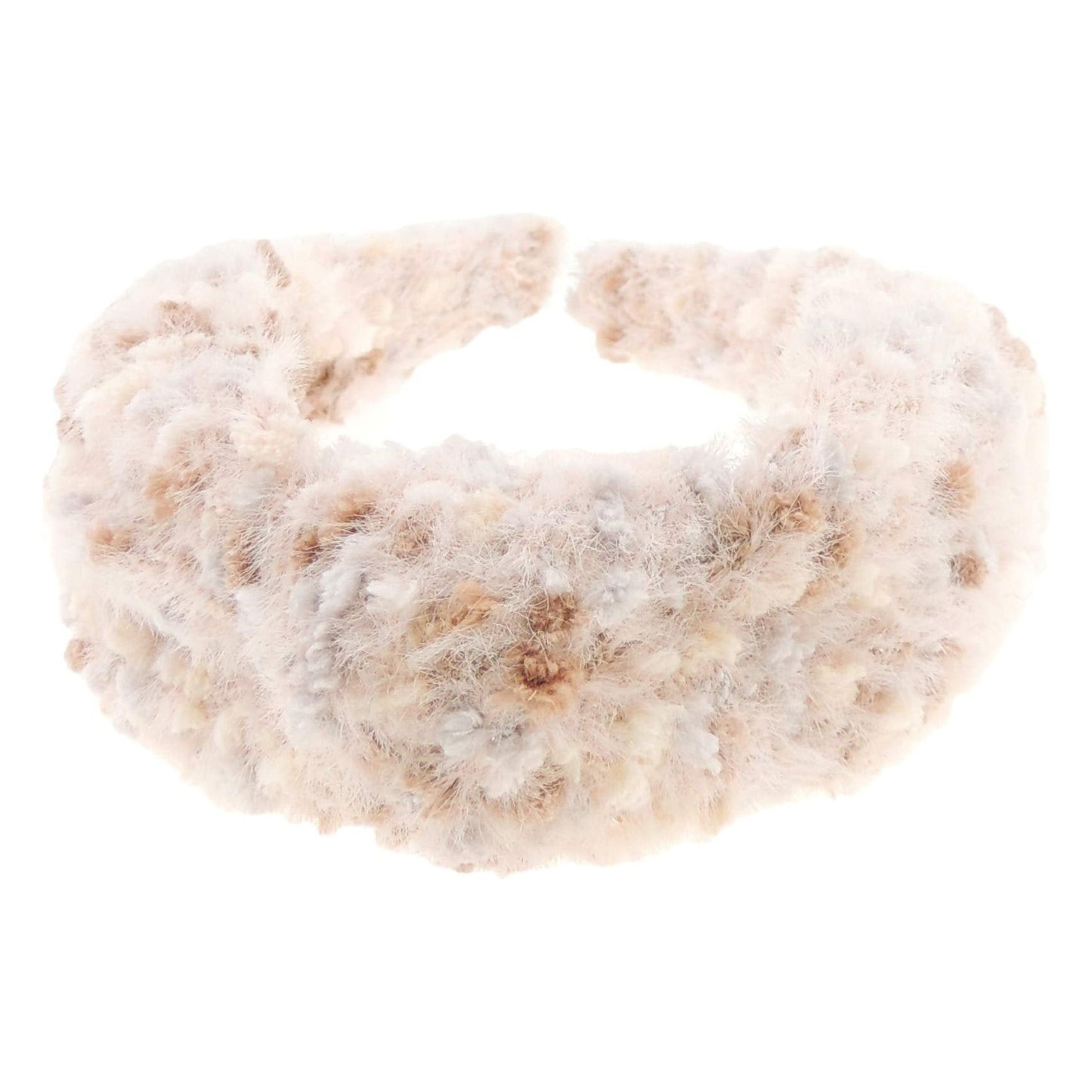 Womens Girls Soft Chunky Boucle Tweedy Wool Look Top Knot Twist Wide Thick Fashion Formal Evening Boho Vintage Headband Alice Band Hair Hairband Birthday Wedding Guest Bridesmaid (Baby Pink)
