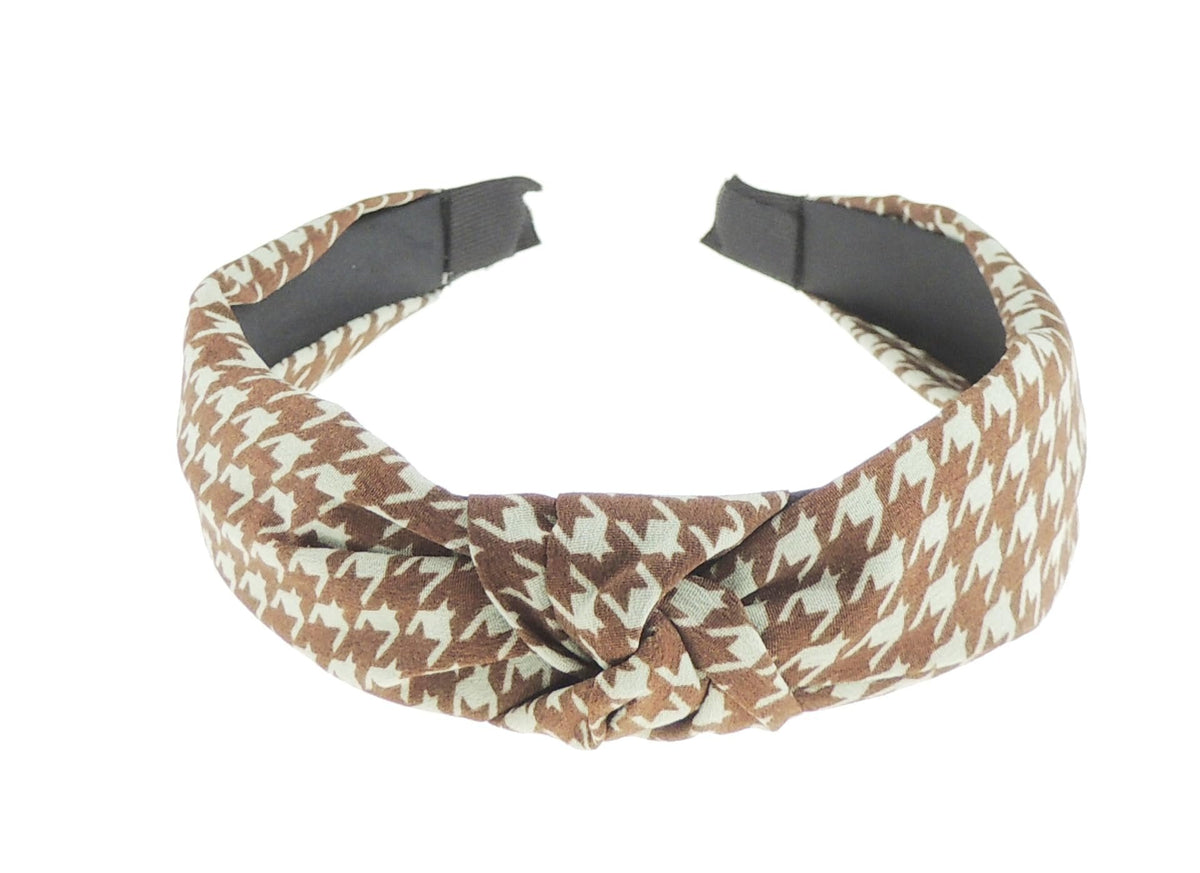 Ladies Chiffon Turban Top Knot Twisted Knotted Twist Knot Fabric Boho Vintage Headband Alice Band Women Hairband For Christmas Birthday Wedding Bridesmaid Party Dogtooth Houndstooth Plaid Brown Mint