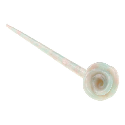 Womens Retro Bridal Wedding Party Bridesmaid Christmas Banana Styling Hair Accessories Pins Bun Holder Chignon Brooch Hairpin Slide Jewelry Updo Chopsticks Stick Marbled Rose Flower (Baby Blue Pink)