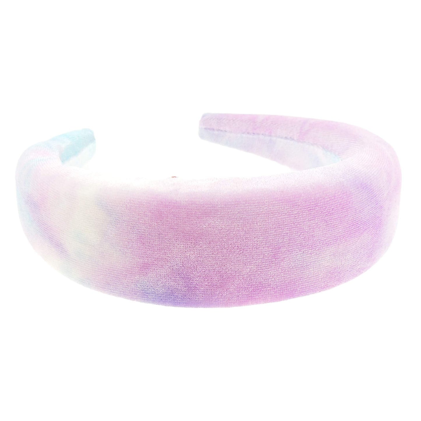 Womens Ombre Tie Dye Occasion Wedding Bridal Party Birthday Christmas Evening Wide 4cm Thick High Bump Padded Velvet Velour Hair Hairband Accessories Headband Alice Band Pastels (Green Pink)