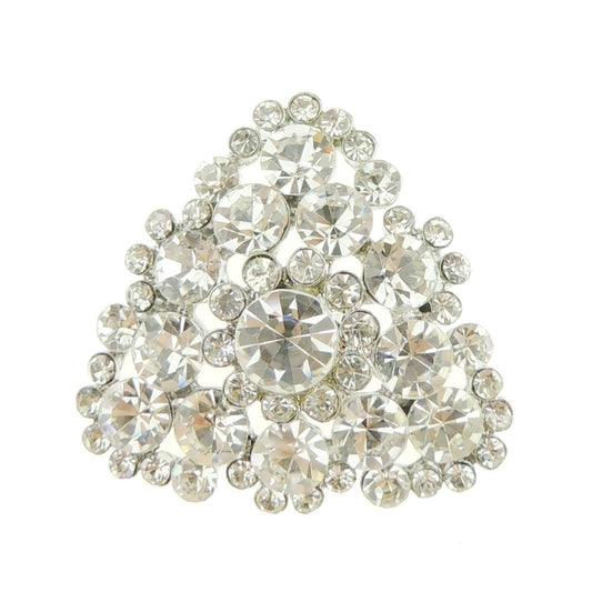 Sparkly Large Classic Shape Vintage Look Bridal Wedding Birthday Gift Saree Scarf Mother Bride Groom Diamante Crystal Brooch Badge Corsage Pin Bouquet Star Flower Traingle Silver Tone Clear
