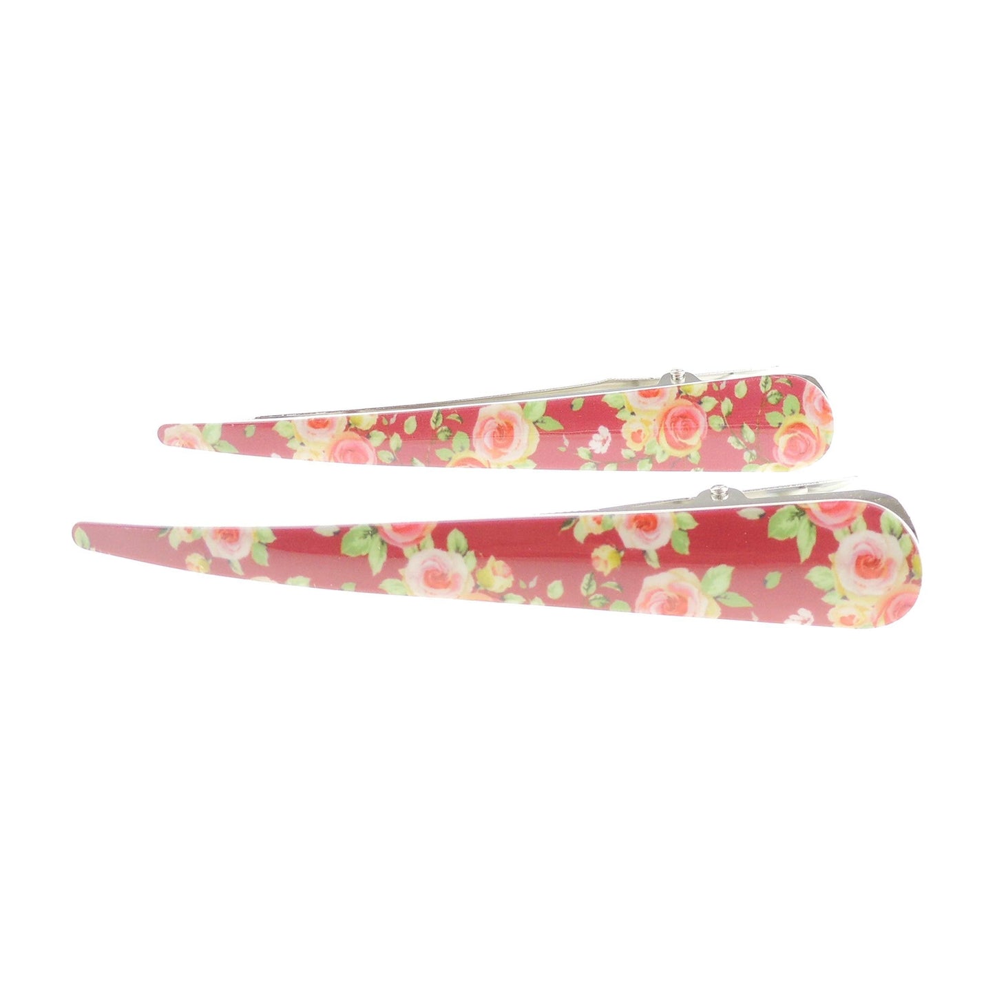 Set of 2 Ladies Concord Beak English Garden Floral Flower Roses Hair Clip