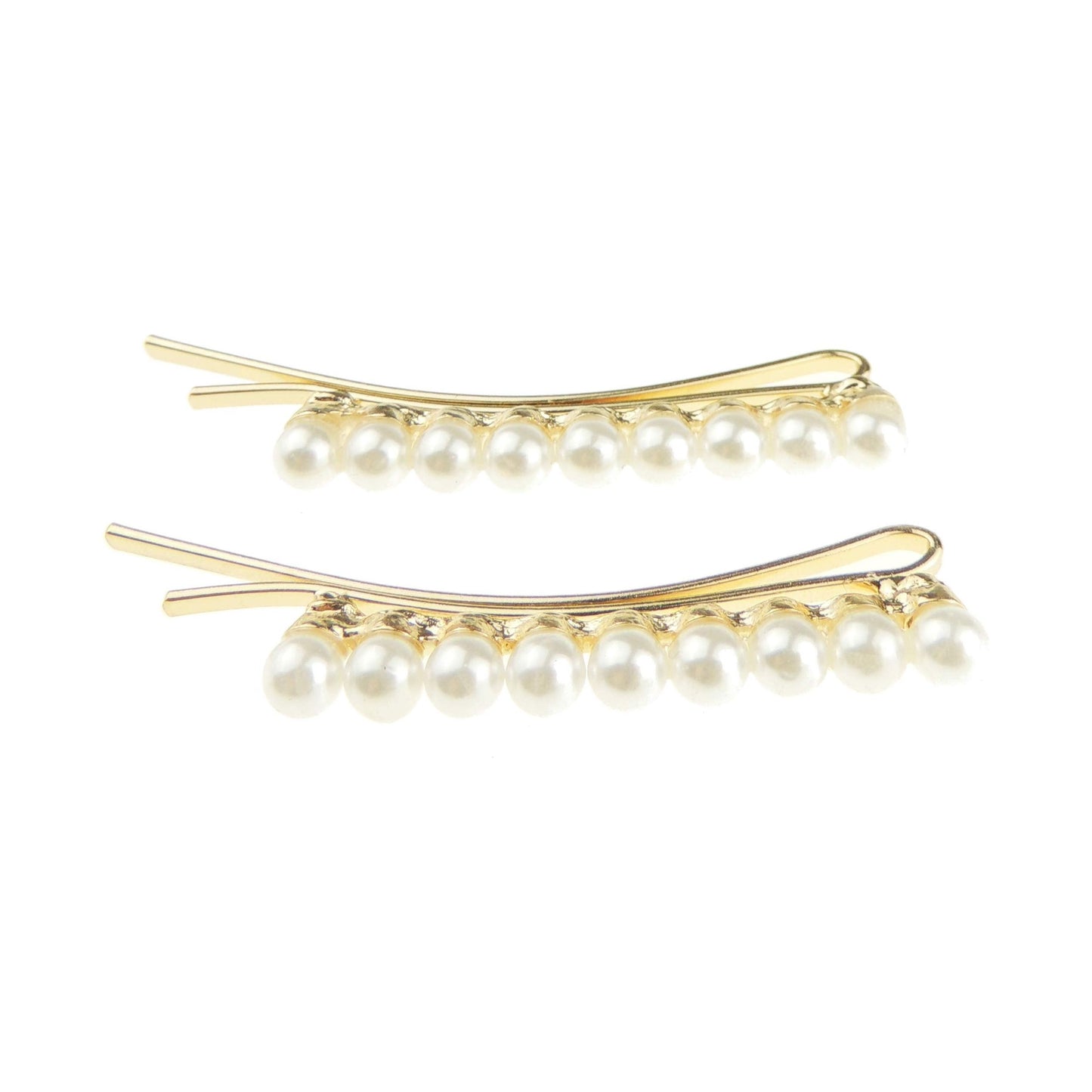 Womens Girls Sparkly Bow Rhinestone Jeweled Crystal Diamante Party Birthday Christmas Bridal Wedding Accessories Slides Hairpin Hair Clips Grips Bobby Pins Set of 2 Gold Tone Faux Pearl