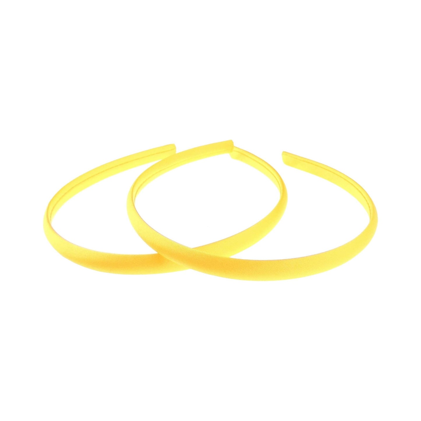 Pair of 2 Slim Thin 1cm Satin Covered Girls Party Satin Plain DIY Alice Headband Hairband Head Hair Band Kids School Uniform (Violet)