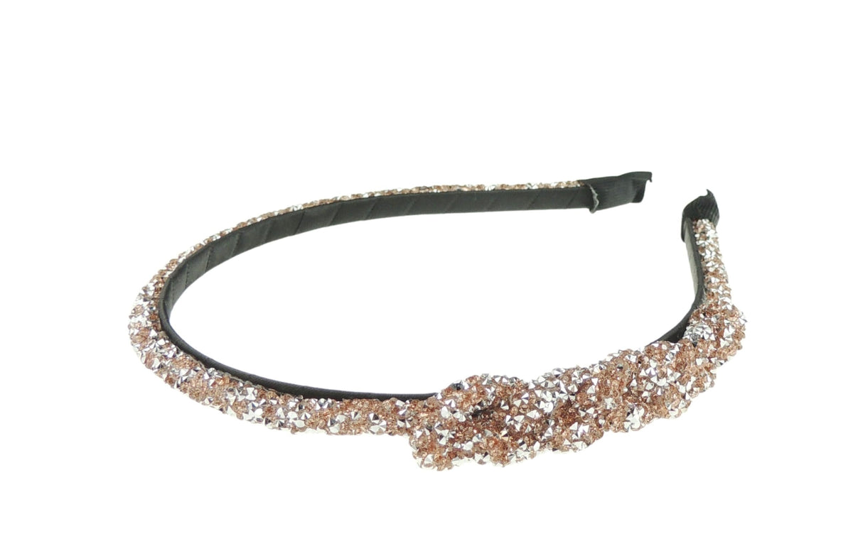 Woman Extra Sparkly Side Knot Plaited Girls Crystal Rhinestone Encrusted Narrow Christmas Party Evening Headband Alice Band Hairband