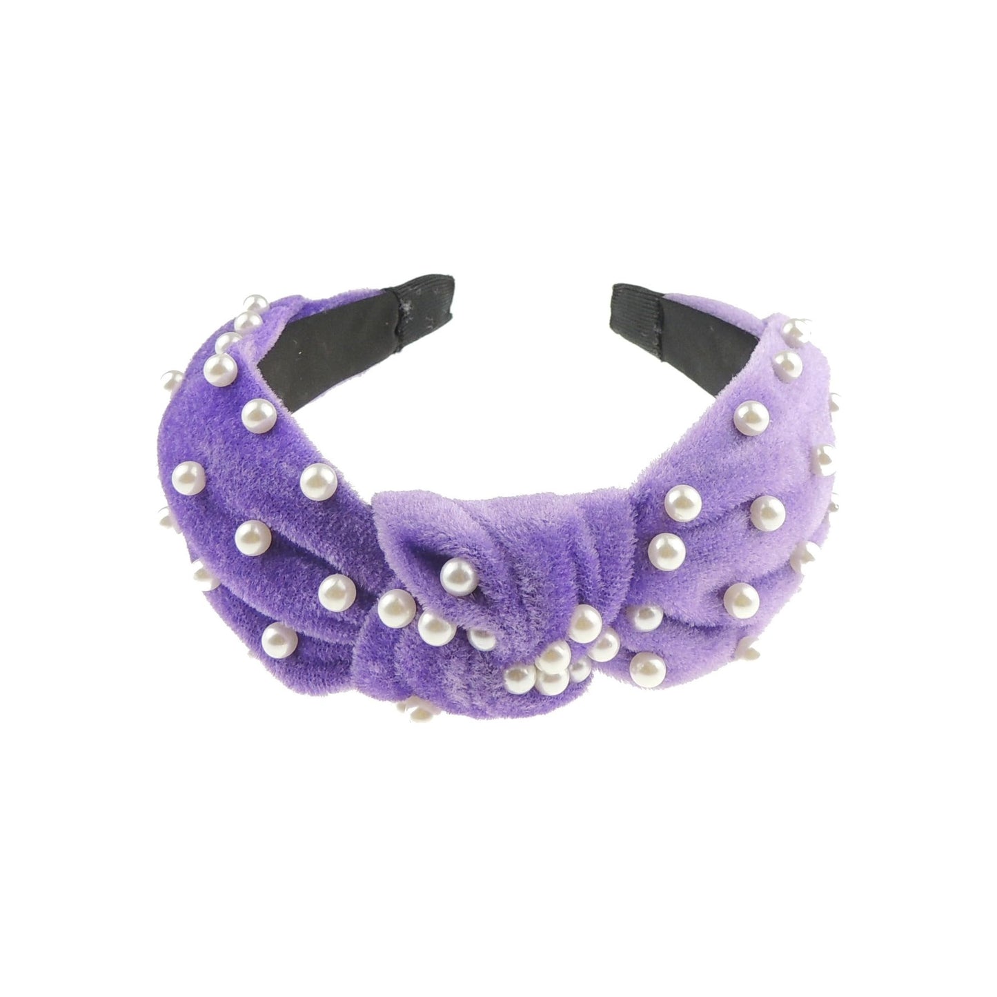 Womens Girls Knotted Top Knot Twist Velvet Turban Faux Pearl Velvet Fabric Winter Wedding Guest Headpiece Formal Dance Christmas Party Birthday Headband Hair Alice Band