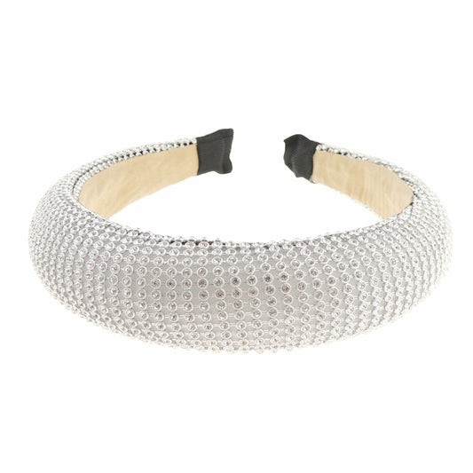 Womens Sparkly Beaded Rhinestone Jeweled Crystal Wide Bump Thick Matador Padded Evening Formal Occasion Christmas Birthday Wedding Bridal Party Headband Hair Alice Band Hairband