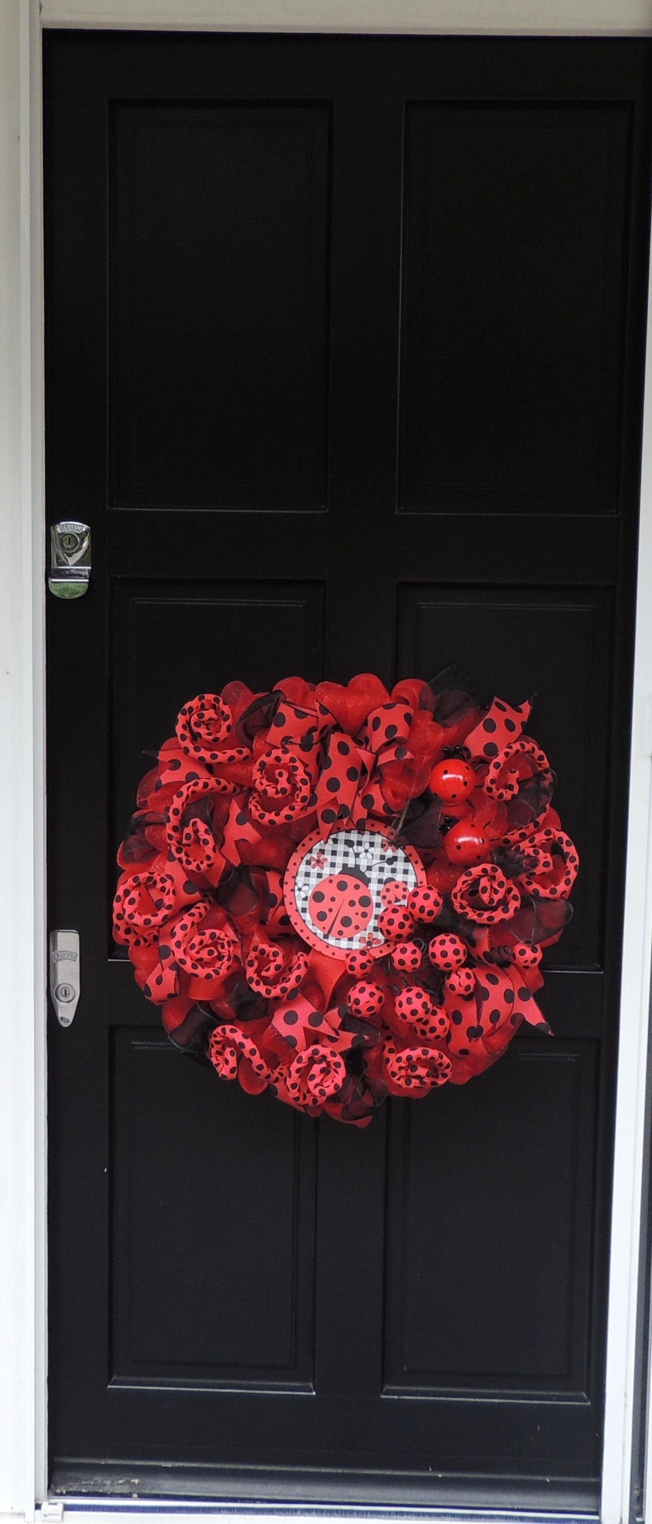 Luxury Ladybug Wreath | Red & Black Summer Front Door Wreath | Garden Decor | 60cm (24")