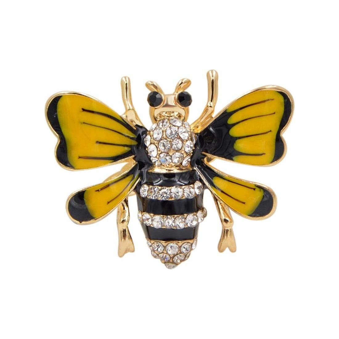 Vintage Look Bridal Wedding Dress Christmas Birthday Gift Saree Scarf Lapel Diamante Diamonte Bling Crystal Rhinestone Brooch Badge Breastpin Corsage Pin Insect Wasp Honey Bumble Bee Black Yellow