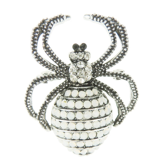 Sparkly Womens Christmas Party Birthday Gift Saree Scarf Diamante Rhinestone Crystal Fancy Dress Bling Brooch Badge Breastpin Corsage Pin Halloween Animal Insect Spider Silver Tone