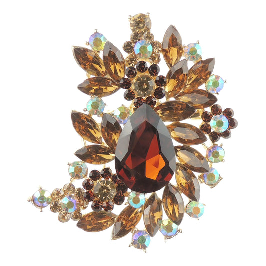 Sparkly Womens Bridal Wedding Christmas Birthday Gift Coat Scarf Coat Jacket Shawl Mother Bride Groom Bride Diamante Crystal Brooch Badge Breastpin Corsage Pin Leaves Floral Flowers