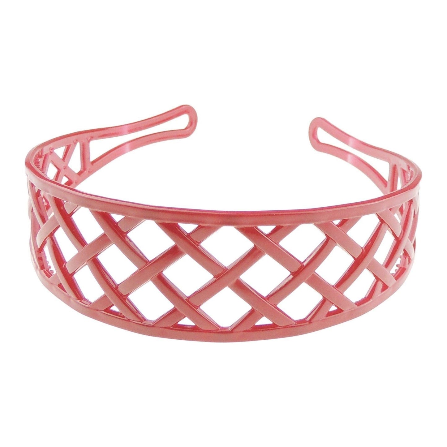 GIRLS SMALL HEAD LADIES School Uniform Work Gym Yoga Birthday Party Hair Accessories Plain Plastic Wide Criss Cross Basket Weave Stencil Short Long Hair Headband Alice Band Hairband (Brown)