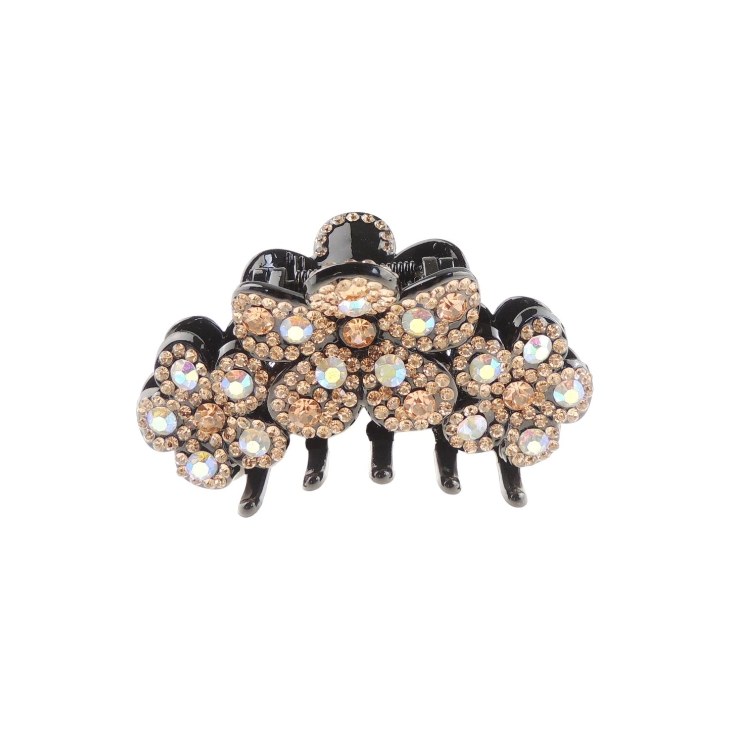 Womens Girls Crystal Rhinestone Luxury Diamante Bulldog Wave Jaw Clip Octopus Clamp Grip Bridal Wedding Party Birthday Christmas Summer Styling Short Long Hair Butterfly Daisy Flower Black (Clear)