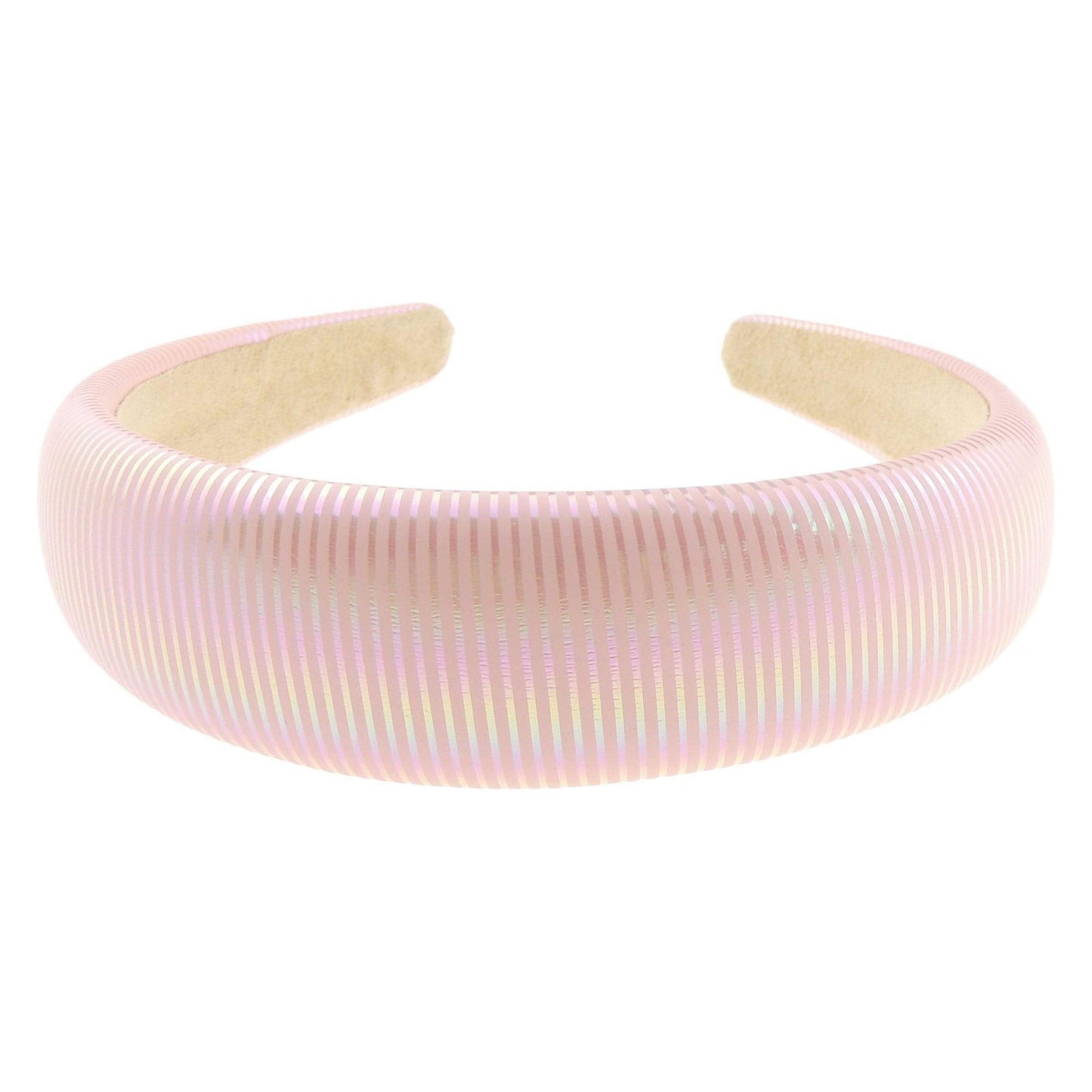 Girls Women Slightly Padded Metallic Striped Ribbed Evening Summer Boho Vintage Headband Alice Band Alice Band Hair Accessories Hairband Christmas Birthday Wedding Bridesmaid (White)