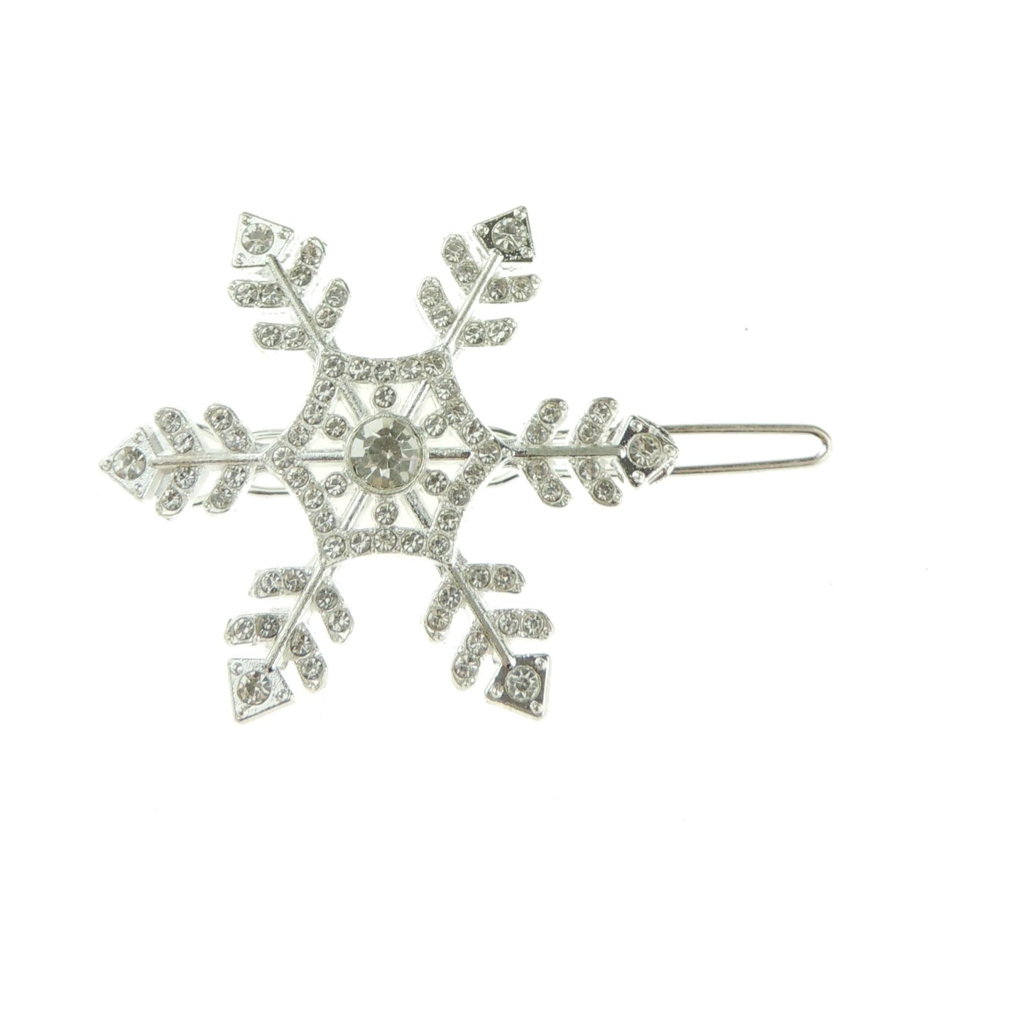 Ladies Sparkly SIlver Tone Crystal Snowflake Star Diamante Crystal Rhinestone Womens Girls Party Christmas Bridal Wedding Accessories Hairpin Hair Clip Grip Bobby Pin Clip Slide