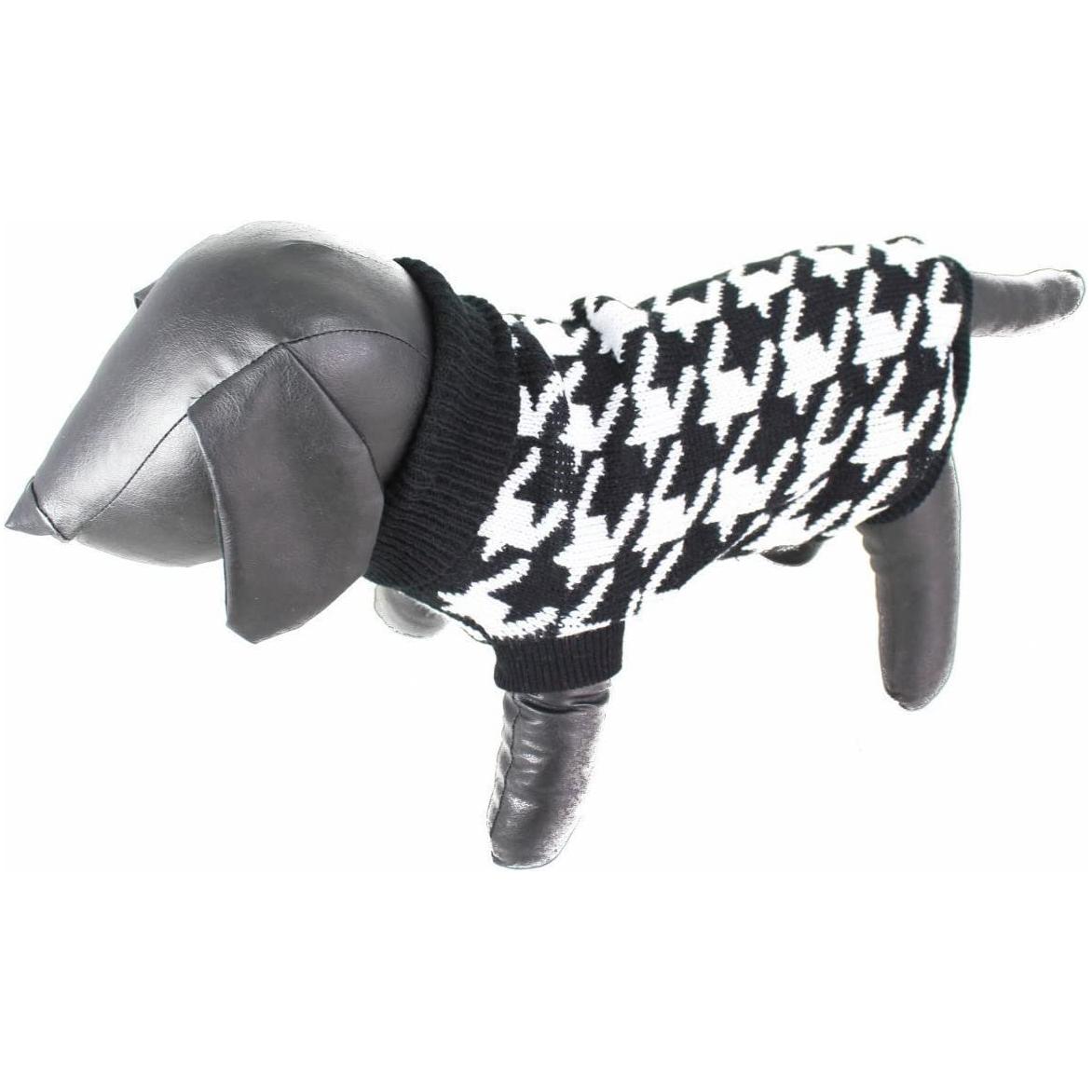 Cute Knitted SMALL DOGS ONLY Puppy Cat Kitten Warm Winter Girl Boy Cold Weather Vest Clothes Jacket Coat Hoodies Sweatshirt Christmas Ideas Houndstooth Dogtooth Plaid Print Pullover Jumper Sweater