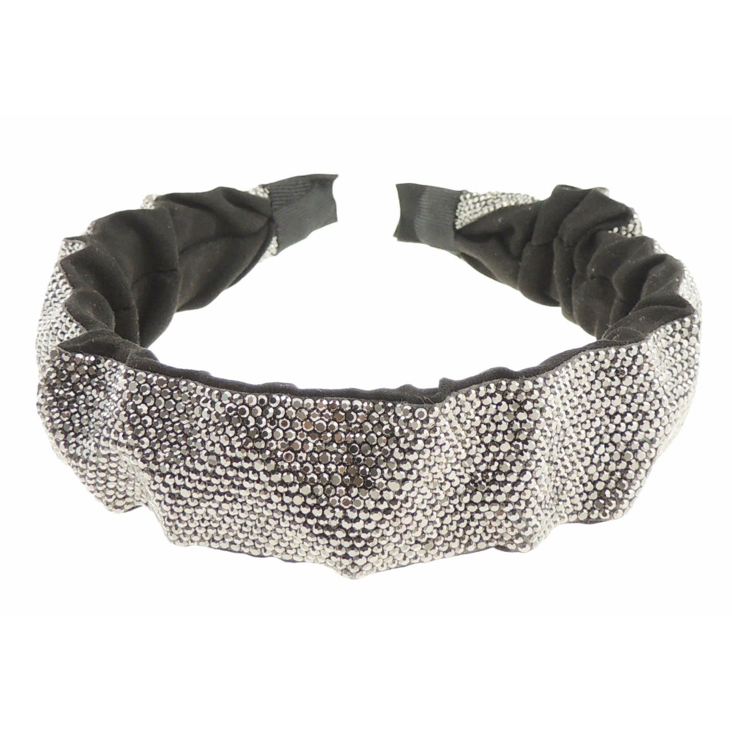 Womens Diamante Rhinestone Crystal Sparkly Rouched Crinkled Wedding Formal Occasion Bridesmaid Christmas Birthday Evening Bridal Party Formal Alice Band Headwear Hairband Headband