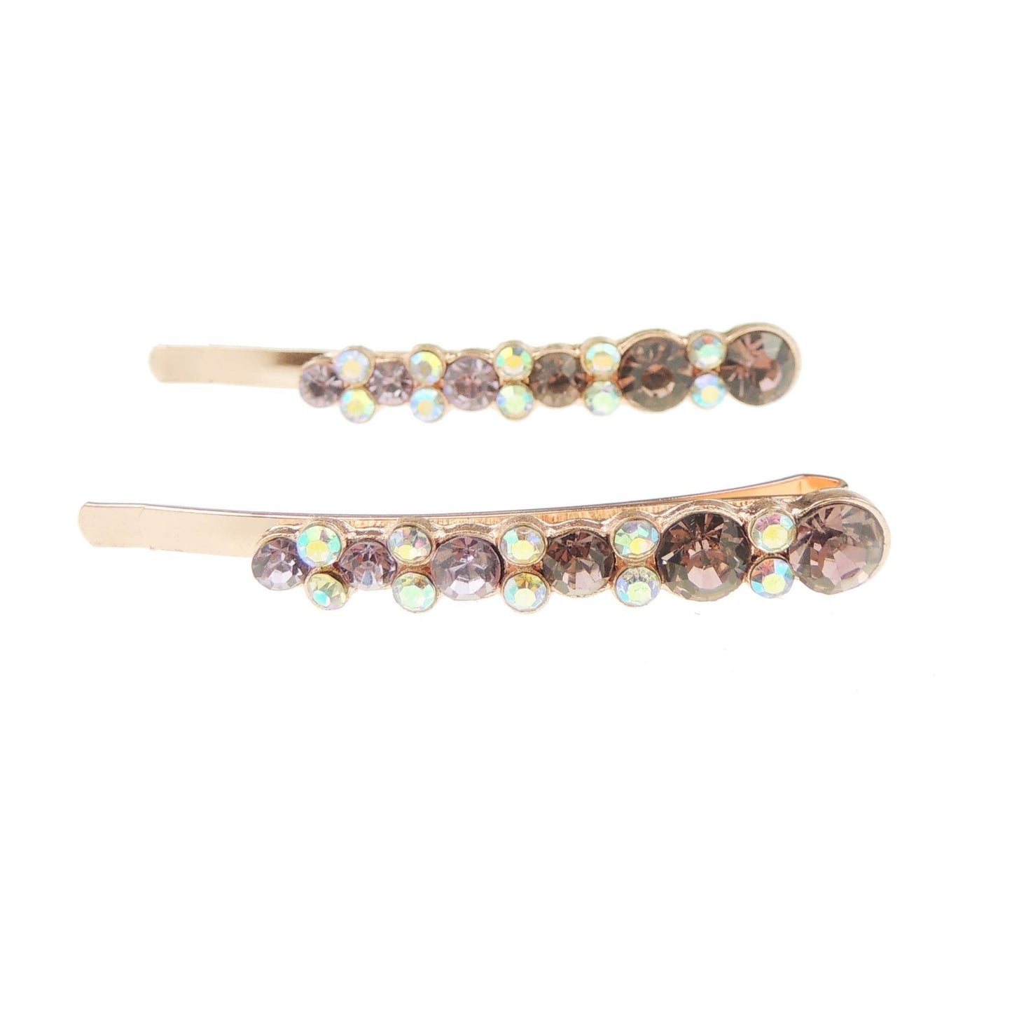 Set of 2 Girls Ladies 6cm Sparkly Crystal Circles Dots Hair Grips
