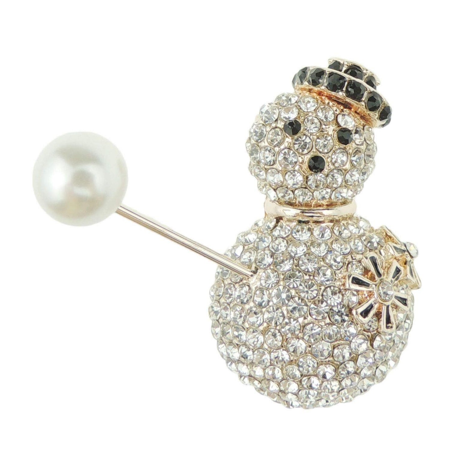 Festive Christmas Season Gift Coat Scarf Coat Jacket Shawl Scarf Diamante Rhinestone Crystal Brooch Badge Breastpin Corsage Pin Xmas Faux Pearl Fat Snowman