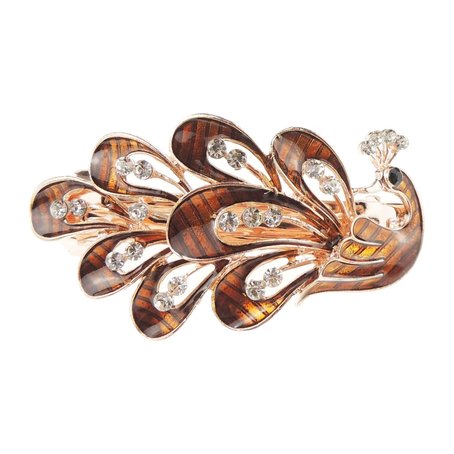 Beautiful Ladies Vintage Gold Tone Chunky Metal 8 cm Hair Evening Barrette Peacock in 6 Colours