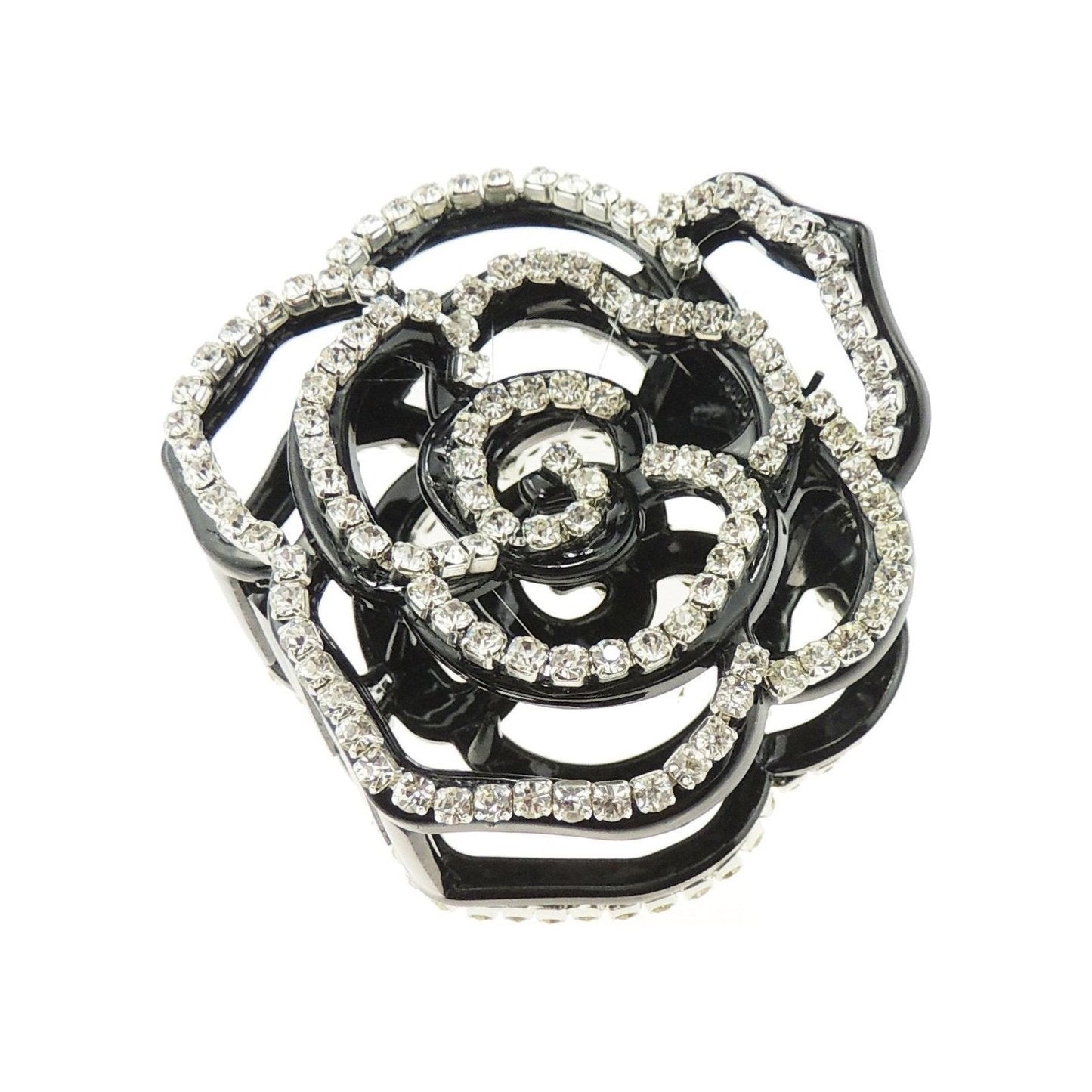 Extra Sparkly Women Girls Crystal Diamante Rhinestone Gems Bridal Wedding Evening Party Styling Fine Thin Hair Accessories Butterfly Claw Jaw Clip Octopus Clamp Grip 8cm Rose Back