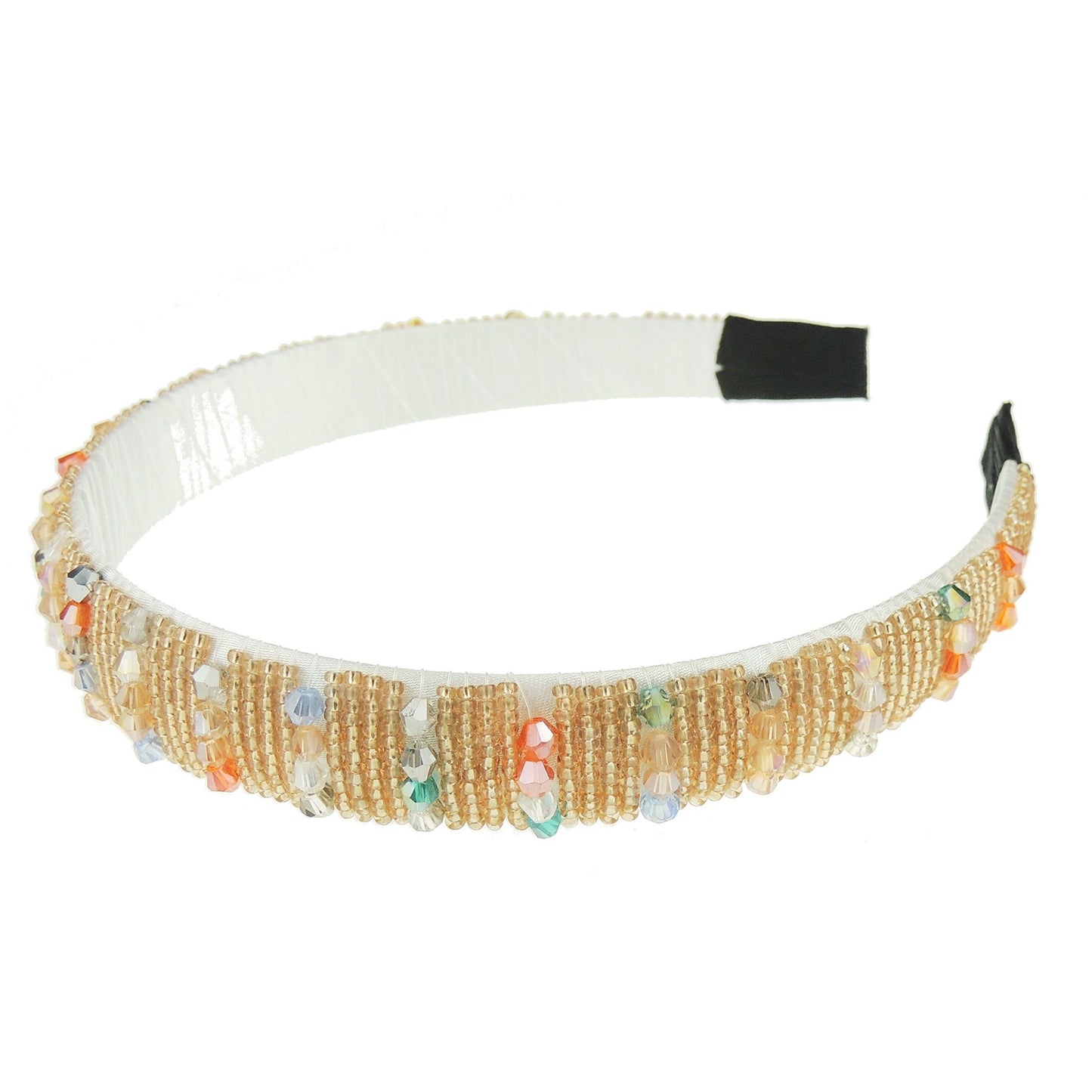 Womens Sparkly Beaded Jeweled Embellished Crystal Birthday Party Wedding Bridal Special Occasion Hair Accessories Narrow 2cm Short Long Hair Headband Alice Band Hairband (All Gold)