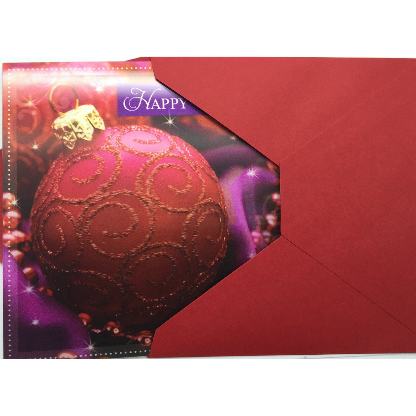3D Holographic Up Close with Red Bauble Christmas Greeting Card - New