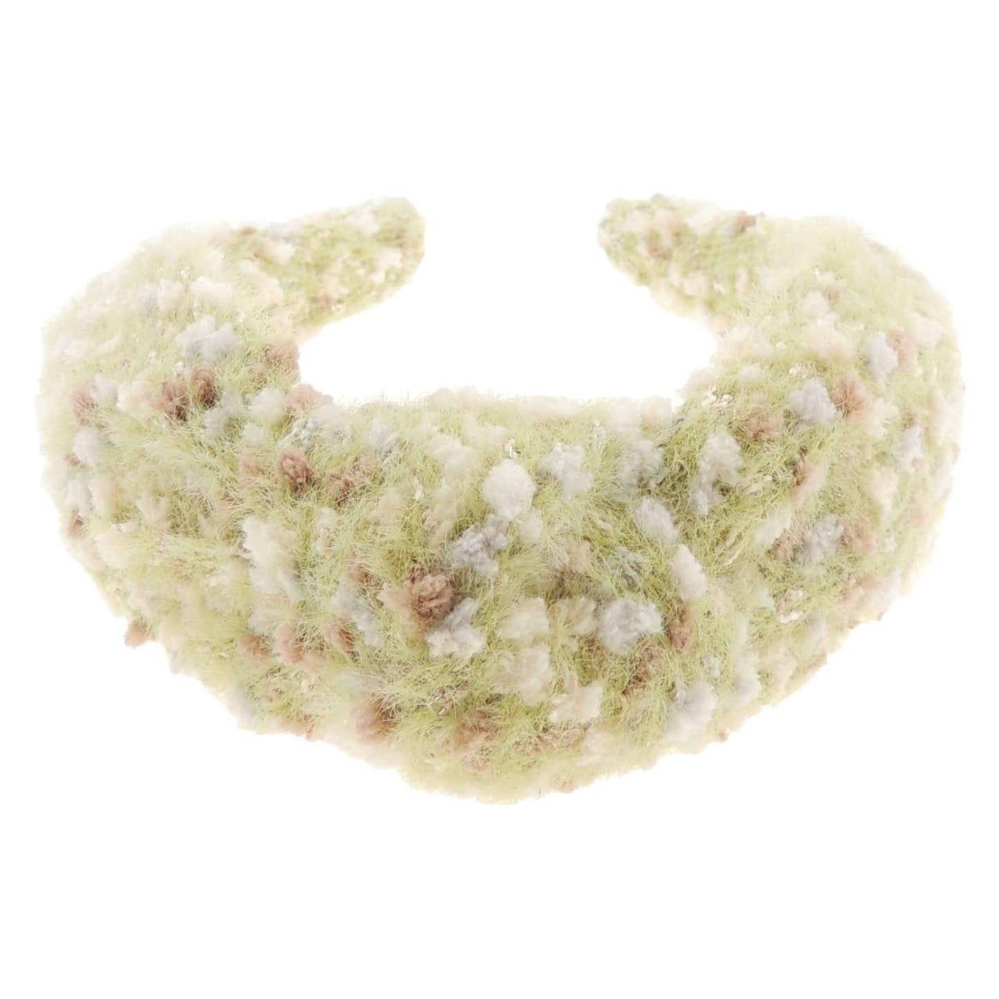 Womens Girls Soft Chunky Boucle Tweedy Wool Look Top Knot Twist Wide Thick Fashion Formal Evening Boho Vintage Headband Alice Band Hair Hairband Birthday Wedding Guest Bridesmaid (Baby Pink)