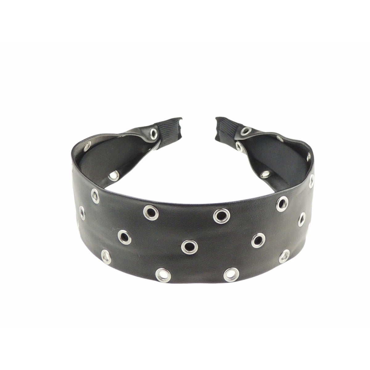 Womens Leather Look Vegan 4cm Headband Winter Evening Wedding Party Birthday Goth Punk Christmas Birthday Alice Band Hair Accessories Hairband Rivets Studded Black
