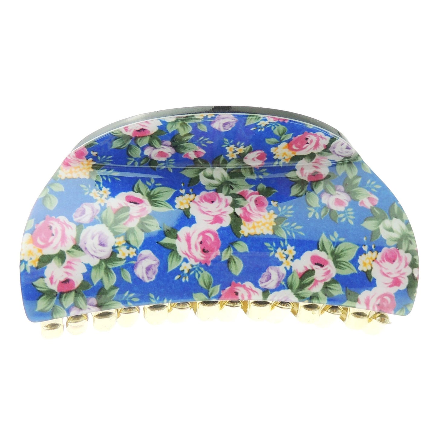 Women Girls Wave Jaw Clip Octopus Clamp Grip Bridal Wedding Party Styling Fine Thin Hair Accessories Butterfly claw Roses Floral Flowers Print (Cream)