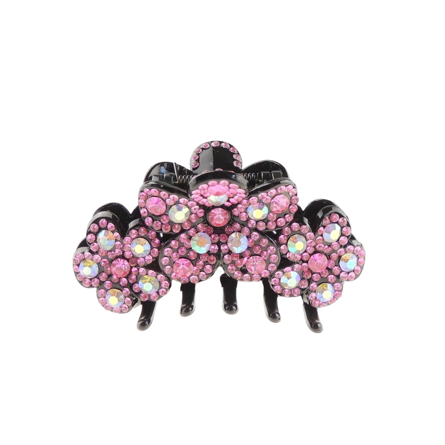 Womens Girls Crystal Rhinestone Luxury Diamante Bulldog Wave Jaw Clip Octopus Clamp Grip Bridal Wedding Party Birthday Christmas Summer Styling Short Long Hair Butterfly Daisy Flower Black (Clear)