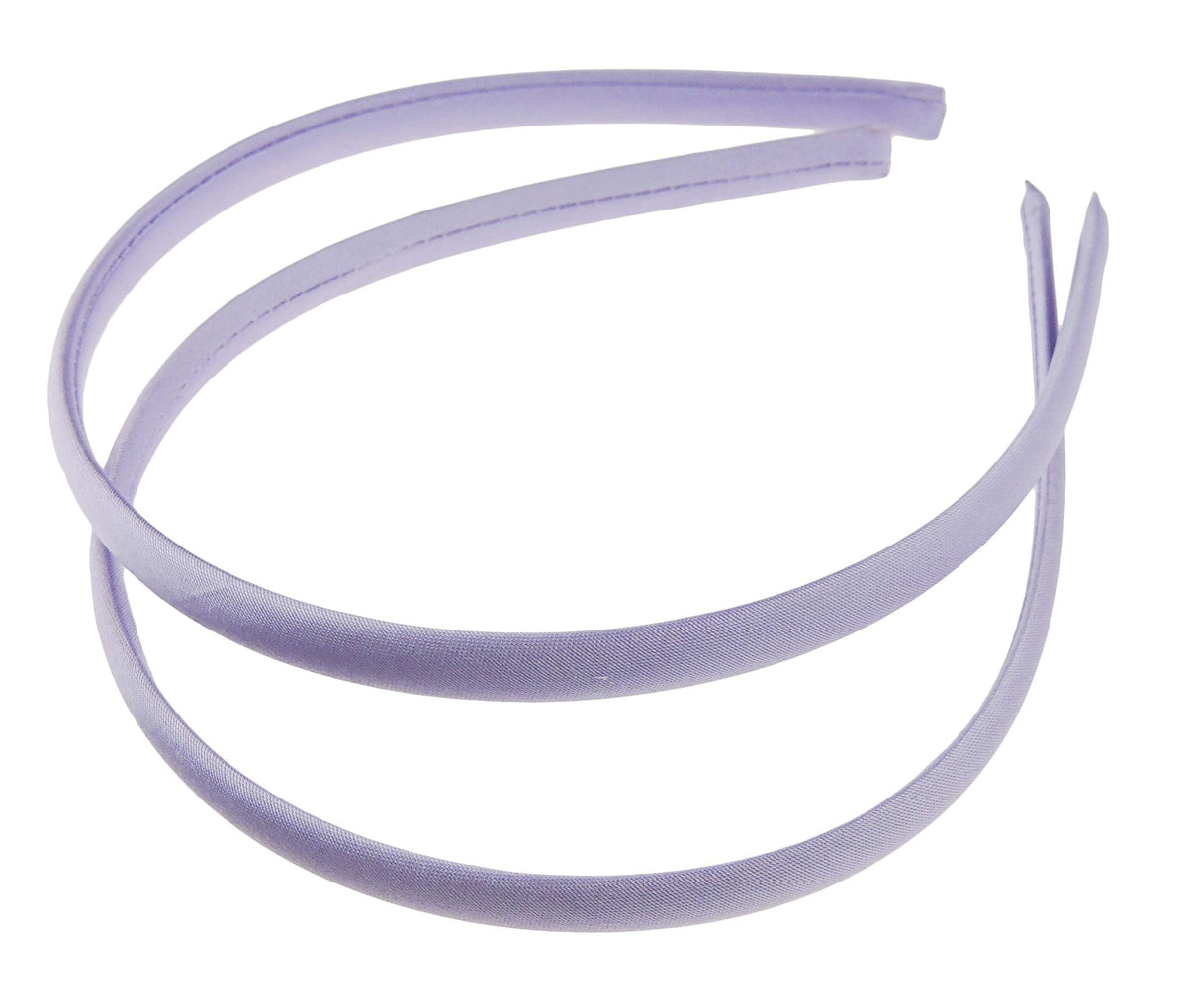 Pair of 2 Slim Thin 1cm Satin Covered Girls Party Satin Plain DIY Alice Headband Hairband Head Hair Band Kids School Uniform (Violet)