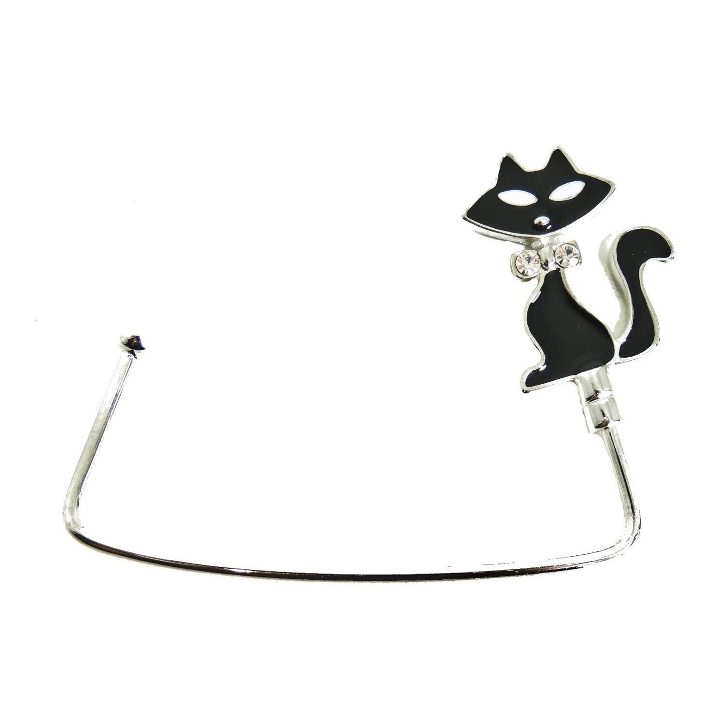 Glamour Girlz Womens Sparkly Crystal Diamante Rhinestone Purse Shoulder Crossbody Tote Bag Handbag Portable Instant Hanging Hanger Hook for Desks Tables Birthday Christmas Gift Black Kitten Cat