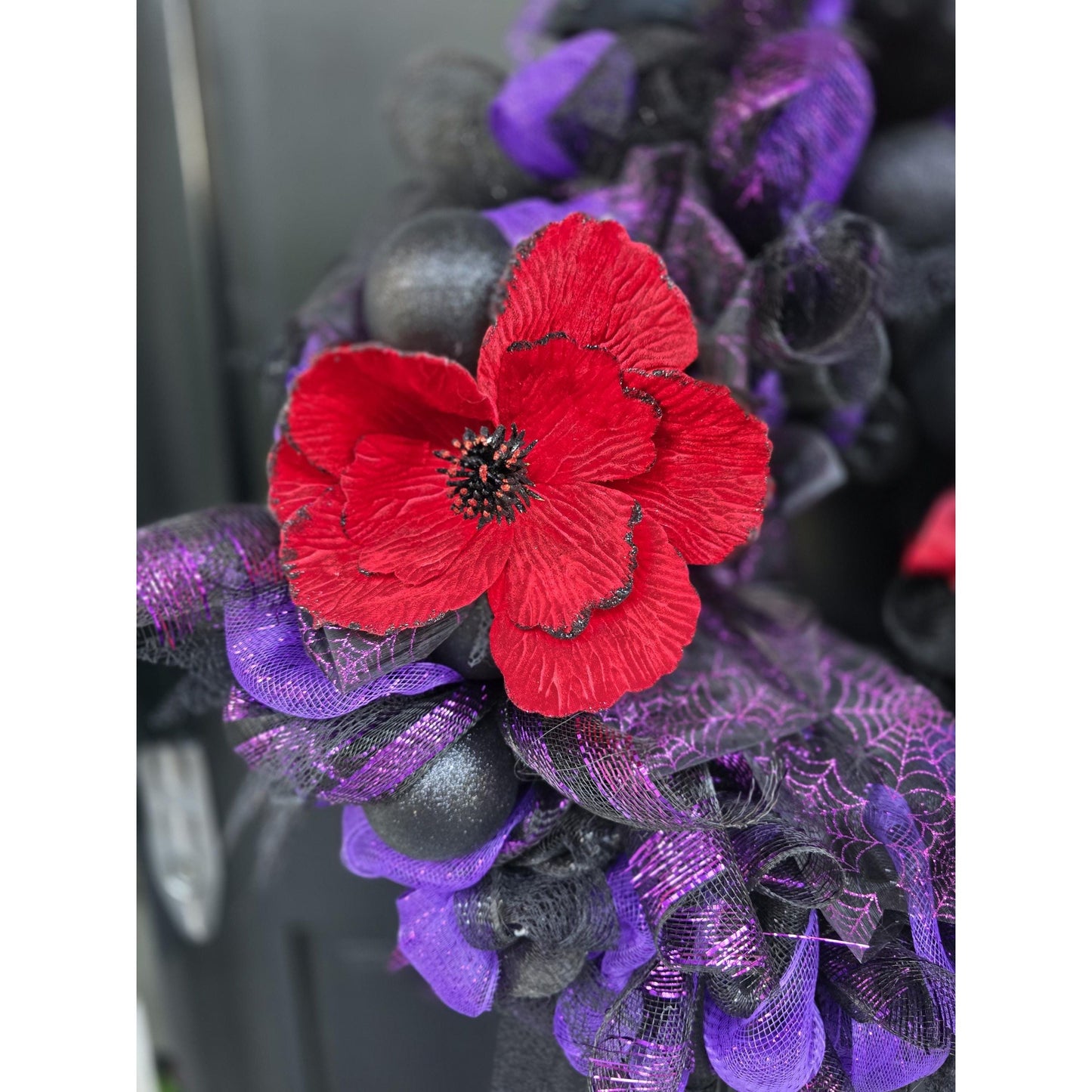 Large Halloween Front Door Wreath Spooky Hanger Black Red Purple Creepy Spider Wall Porch Hanger Handmade House Decor Decoration Welcome