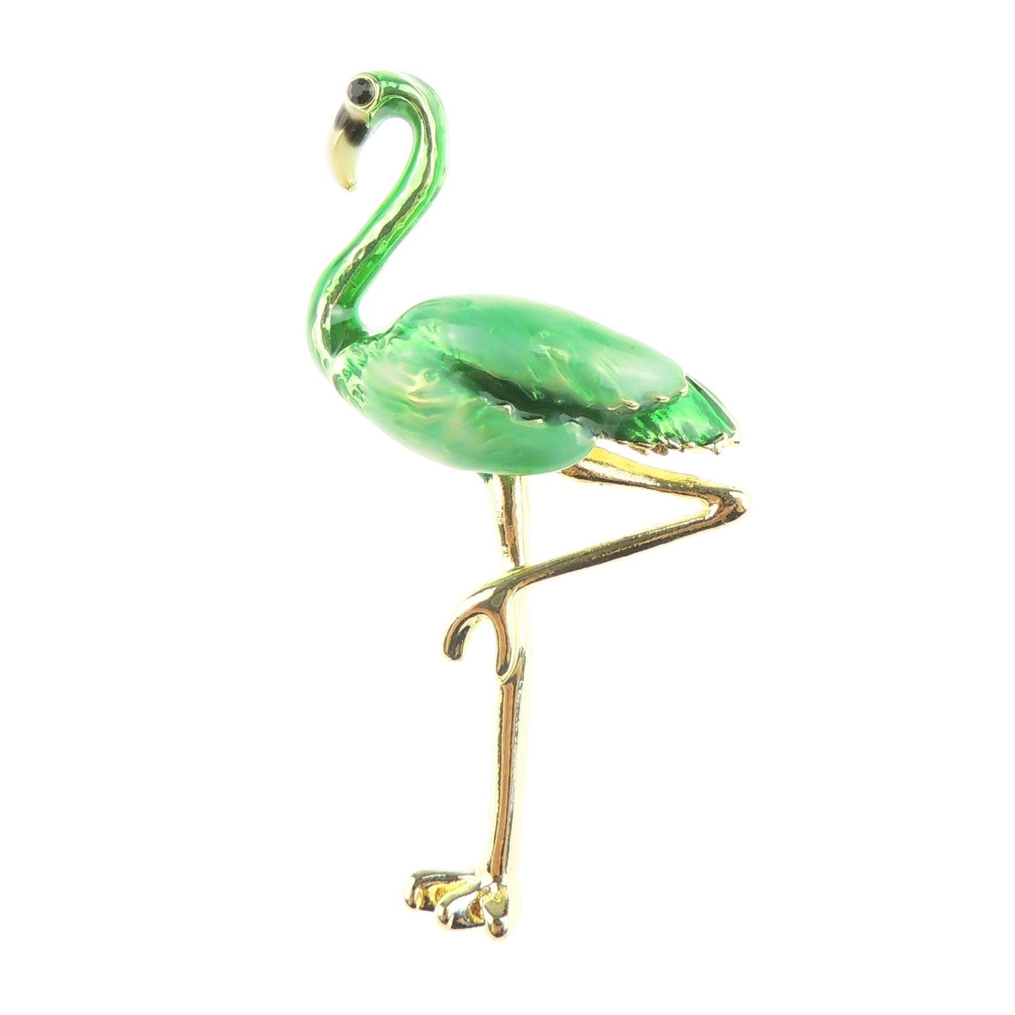 Vintage Look Gold Tone Wedding Christmas Birthday Gift Enamel Bird Wildlife Lover Flamingo Fashion Badge Scarf Dress Brooch Lapel Pin For Men Women