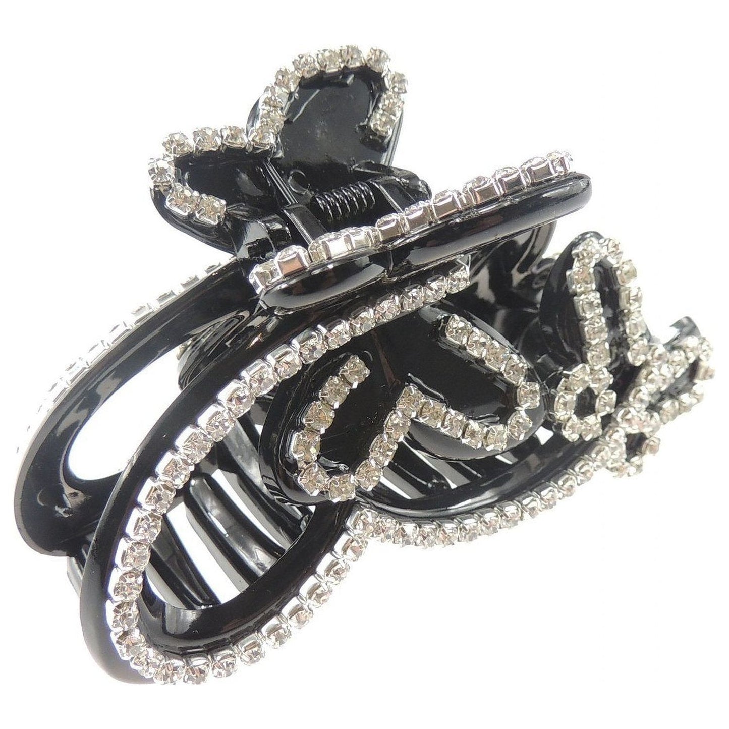 Extra Sparkly Women Girls Crystal Diamante Rhinestone Gems Bridal Wedding Evening Party Styling Fine Thin Hair Accessories Butterfly Claw Jaw Clip Octopus Clamp Grip 8cmStencil Butterfly (Brown)