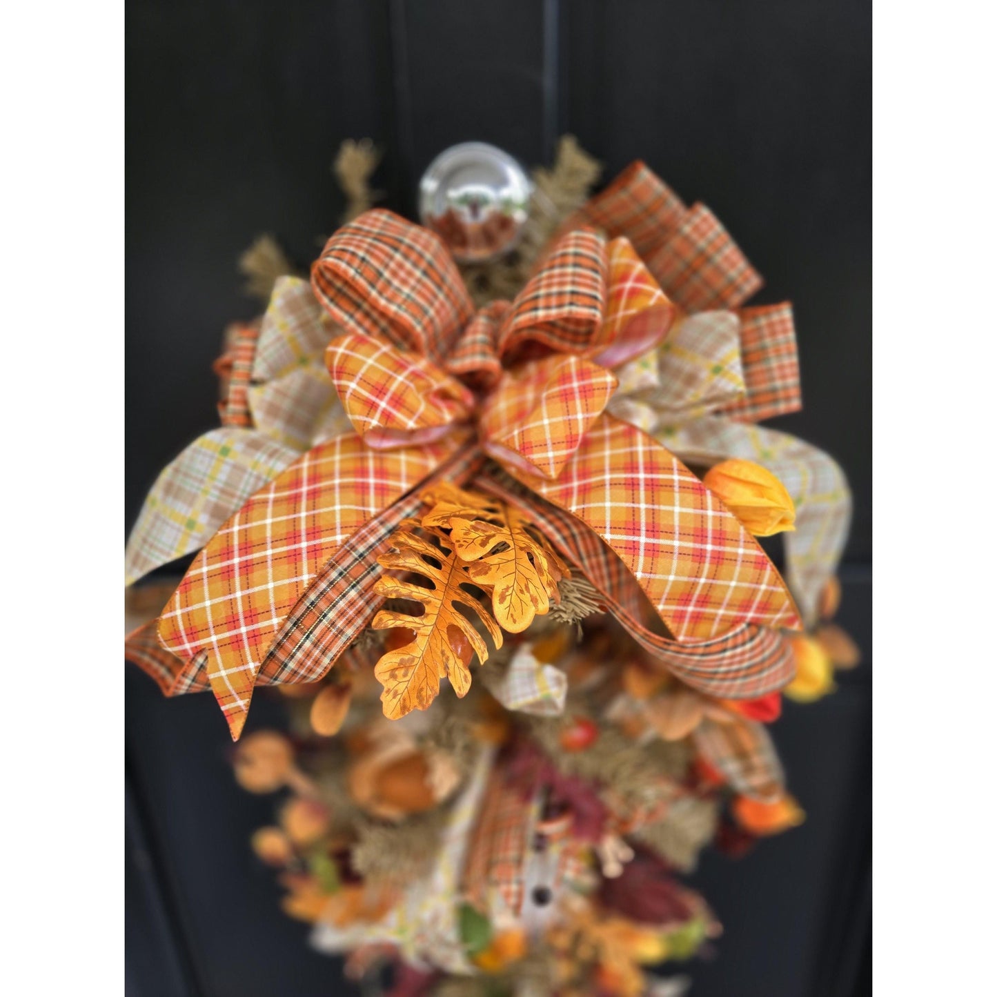 XL Autumn Fall Orange Harvest Front Door Wreath Luxury Teardrop Rustic Wall Porch Hanger House Home Decor Decorations Thanksgiving Glam Boho