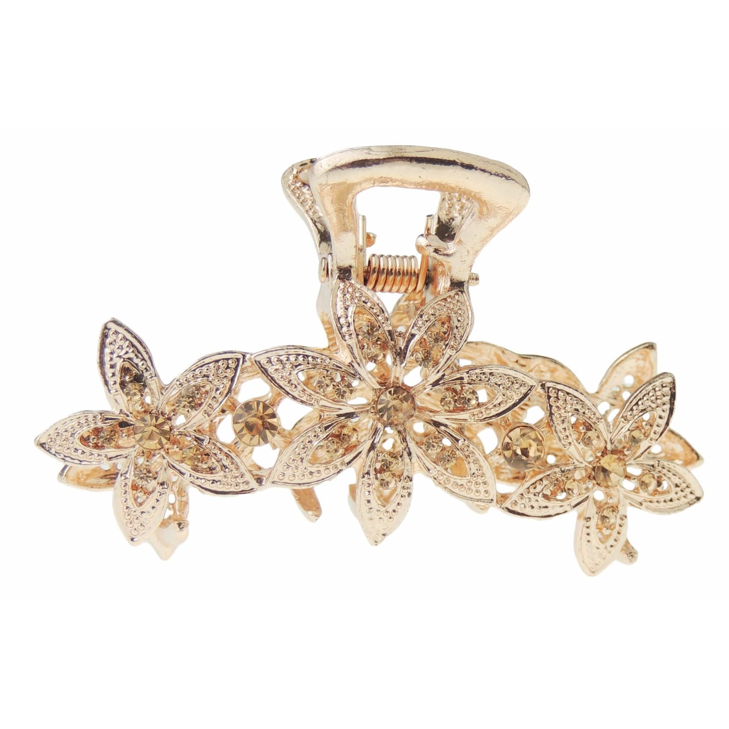 Womens Crystal Rhinestone Diamante Bridal Wedding Guest Party Hair Bulldog Crab Octopus Spider Jaw Styling SMALL Metal Hair Claw Clamp Clip Daisy Flowers Daisy Flower Gold