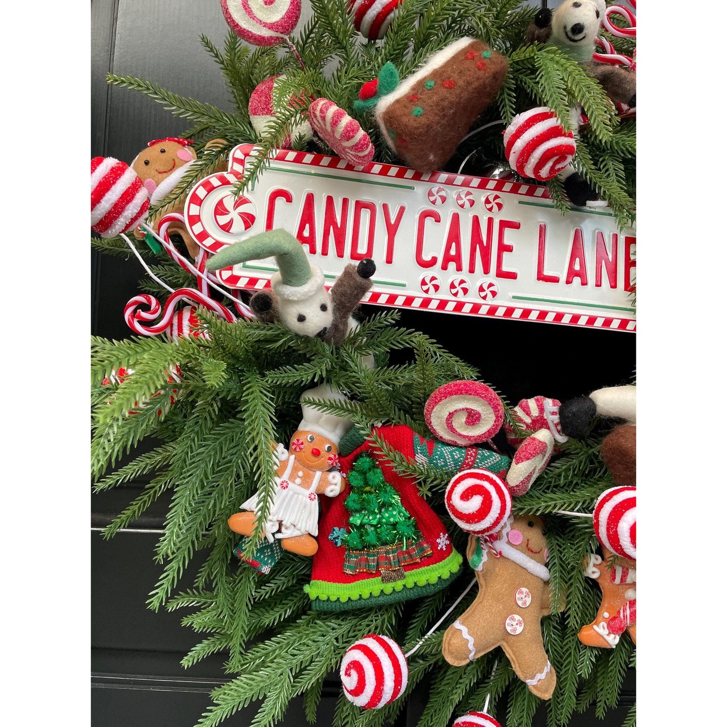 Luxury Candy Cane Red White Green Christmas Wreath Front Door Luxury Home Decorations Xmas Winter Mantle Decor Holiday Wreath Advent Swag