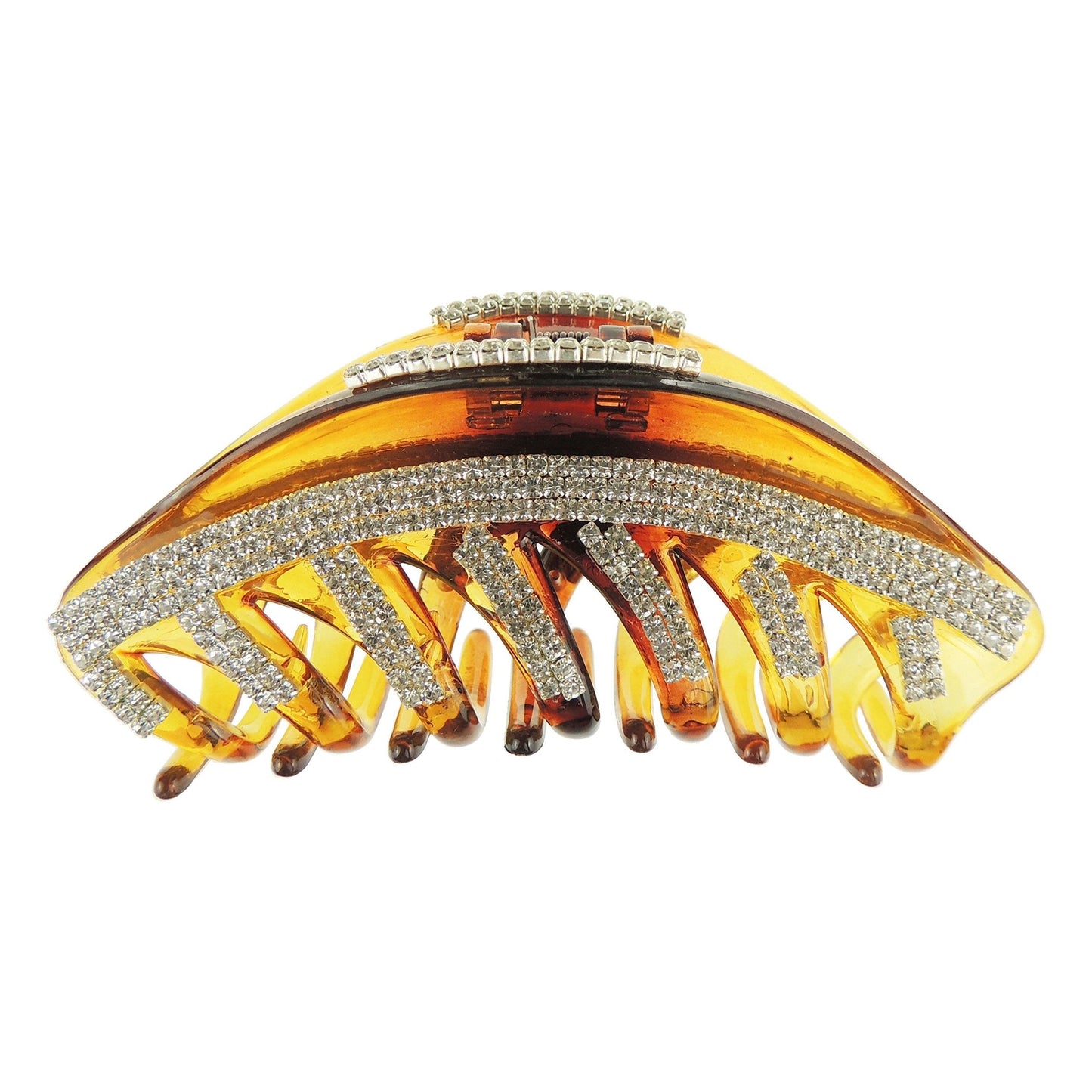 Extra Sparkly Medium 9.5cm Diamante Crystal Evening Hair Claw Clamp Curved Stripes