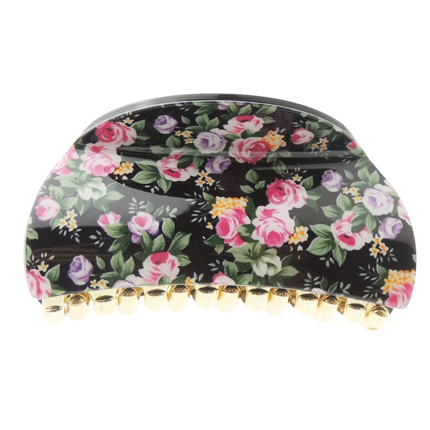 Women Girls Wave Jaw Clip Octopus Clamp Grip Bridal Wedding Party Styling Fine Thin Hair Accessories Butterfly claw Roses Floral Flowers Print (Cream)
