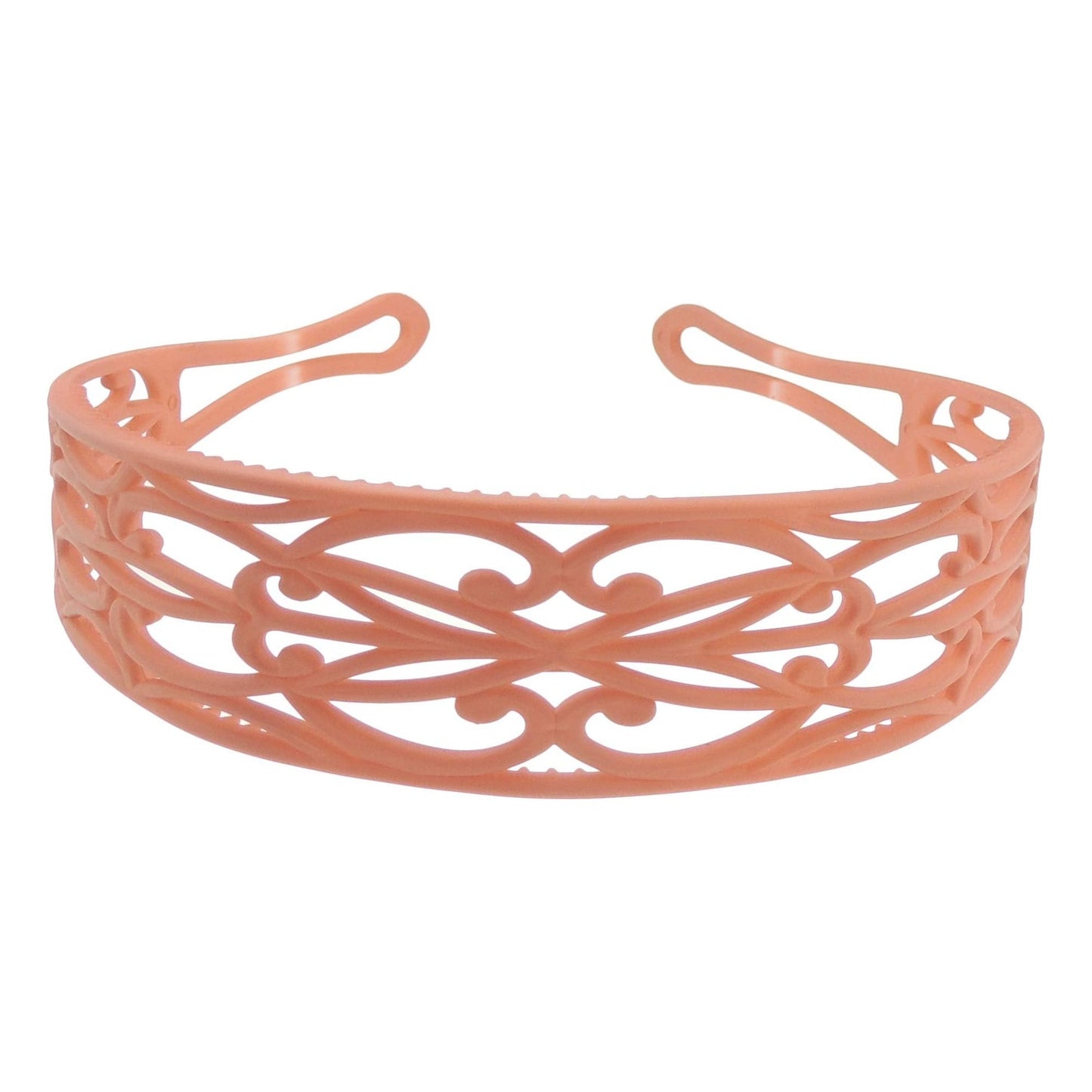 GIRLS SMALL HEAD LADIES School Uniform Work Gym Yoga Birthday Party Hair Accessories Plain Plastic Wide Scroll Floral Swirls Stencil Short Long Hair Headband Alice Band Hairband (Light Taupe Brown)