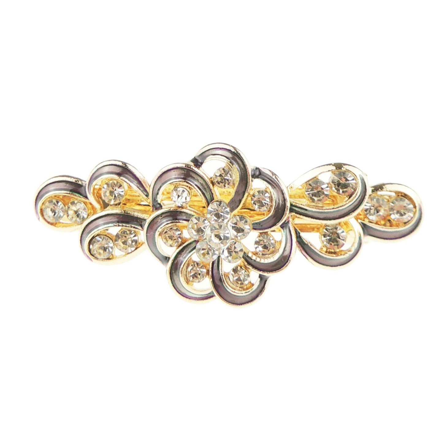 Womens Girls Crystal Rhinestone Diamante Wedding Birthday Party Evening Ponytail Fine Medium Hair Accessories Occasion Barrette Hairpin Grip French Spring Clip Enamel Round Bow (Turquoise)