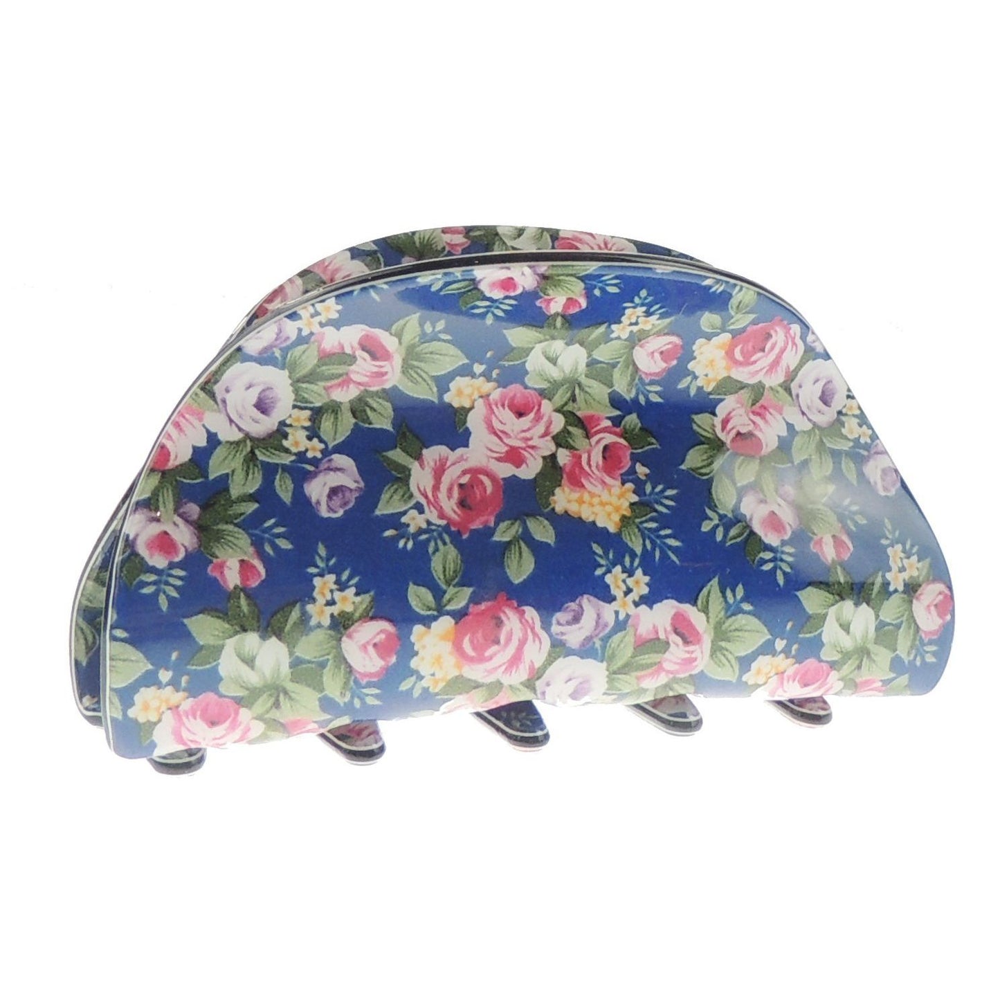Ladies Floral English Garden Print 8cm Hair Claw Clamp Clip Oval