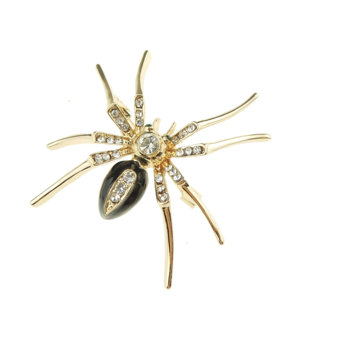 Unisex Diamante Rhinestone Crystal Enamel Halloween Fancy Dress Spider Badge Brooch (Red Gold Tone)