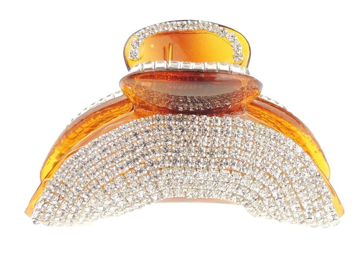 Extra Sparkly Women Girls Crystal Diamante Rhinestone Gems SMALL 6cm Curved Sunset Bridal Wedding Evening Party Styling Fine Thin Hair Accessories Butterfly Claw Jaw Clip Octopus Clamp