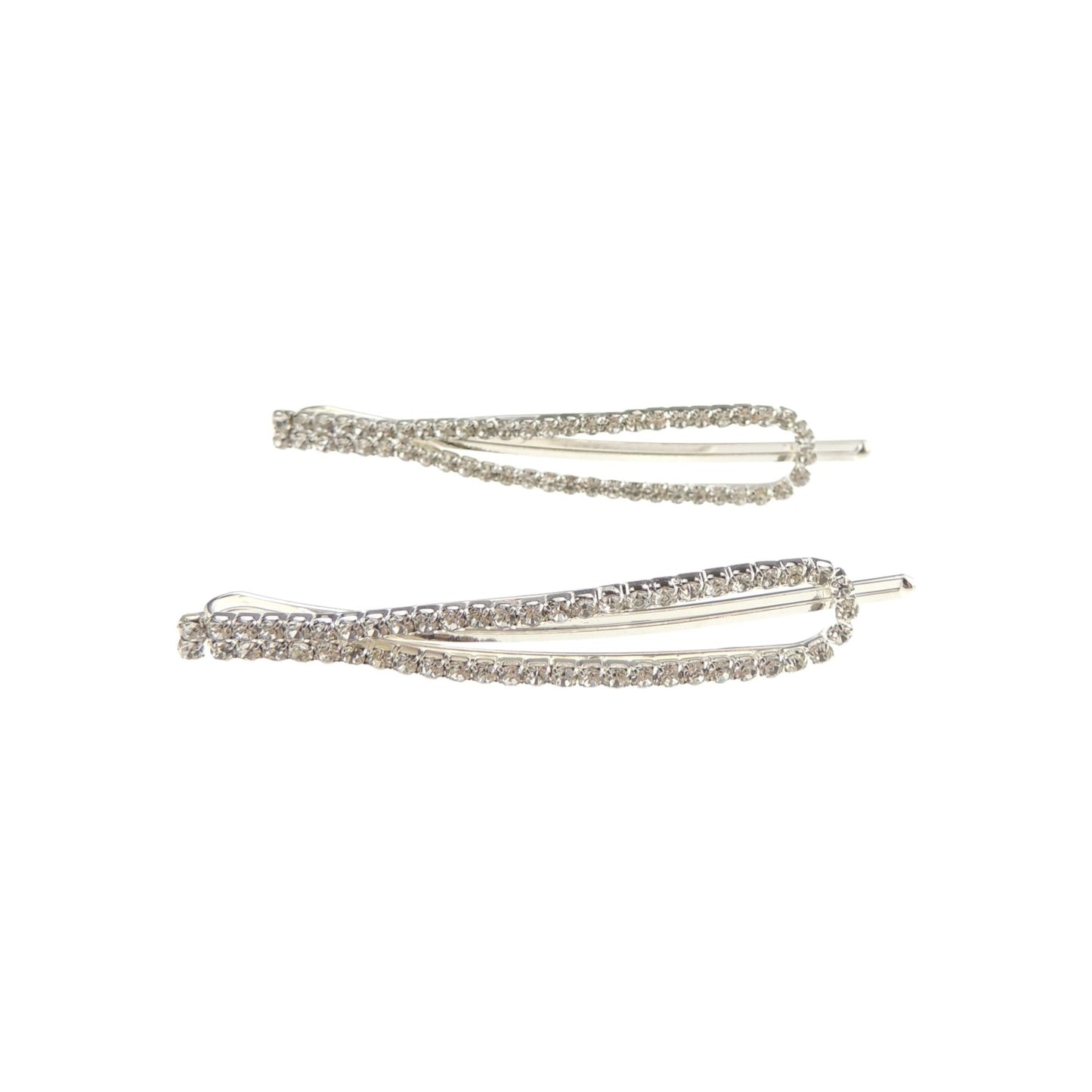 Ladies Pair of 2 Sparkly Crystal Oval Hair Grip Clip