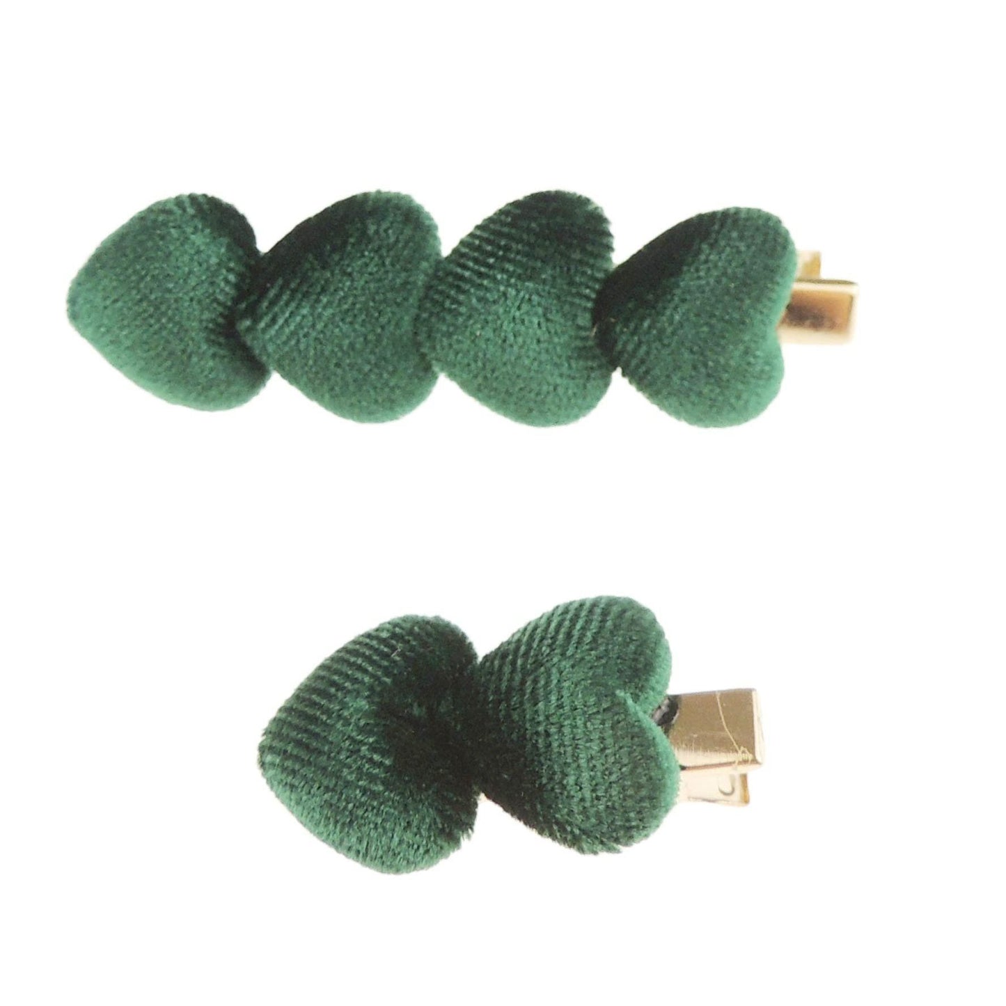 Womens Girls Set of 2 Velvet Puffy Hearts School Birthday Party Hair Accessories Styling Clip Barrette Claw Hairpin Sectioning Grips Concorde Beak Duckbill Clamp Alligator Crocodile