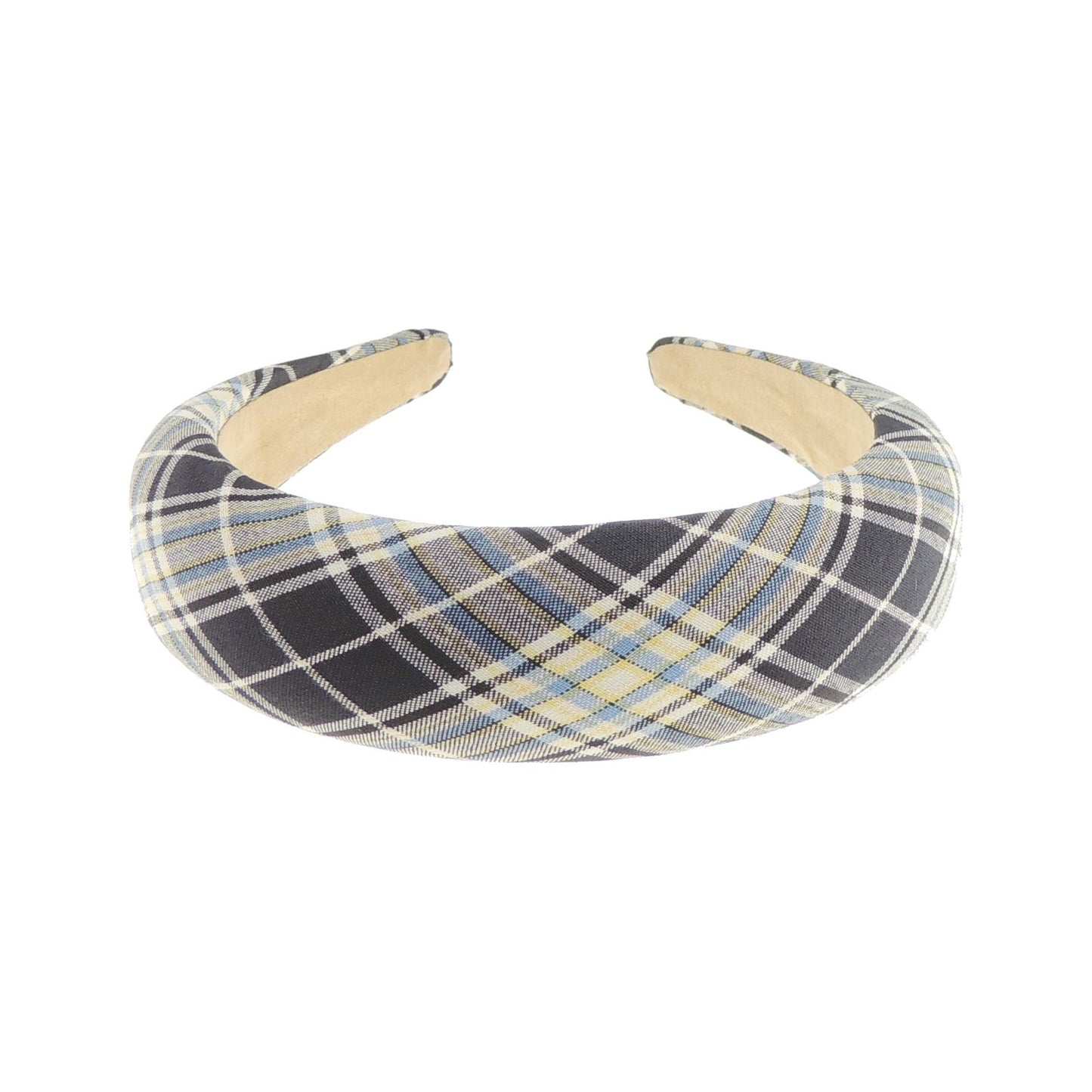 Wide High Sponge Puffy Bump Thick Fashion Formal Plaid Tartan Fabric Boho Vintage Headband Alice Band Women Hair Accessory Hairband Christmas Birthday Wedding Guest Bridesmaid Prom Holiday Orange